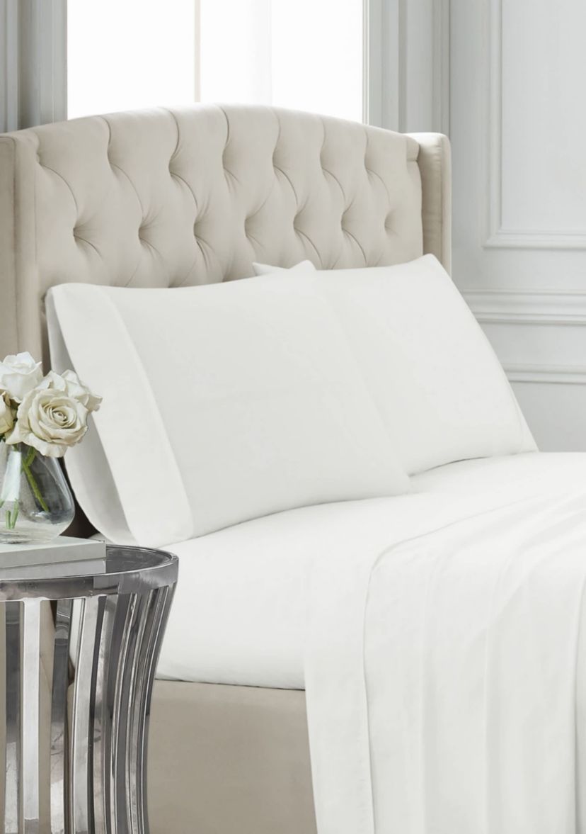 Badgley Mischka Cotton Sateen Grey King Pillowcase Pair
