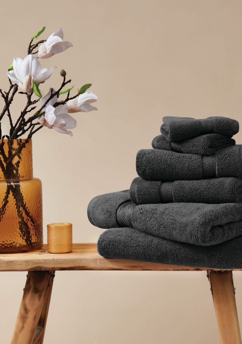 Truly Soft Cloud Solid Black 6 Piece Towel Set