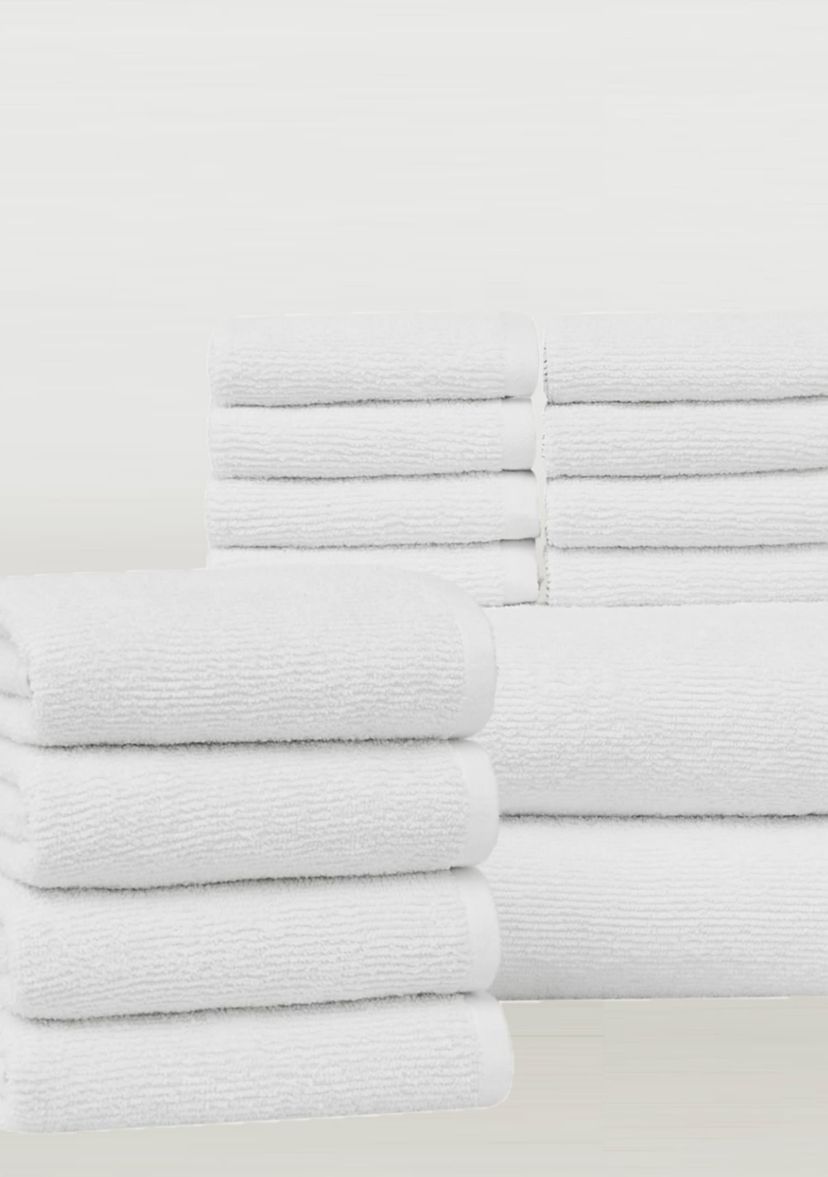 Brooklyn Loom Everyday Ribbed White 14 Piece Towel Set