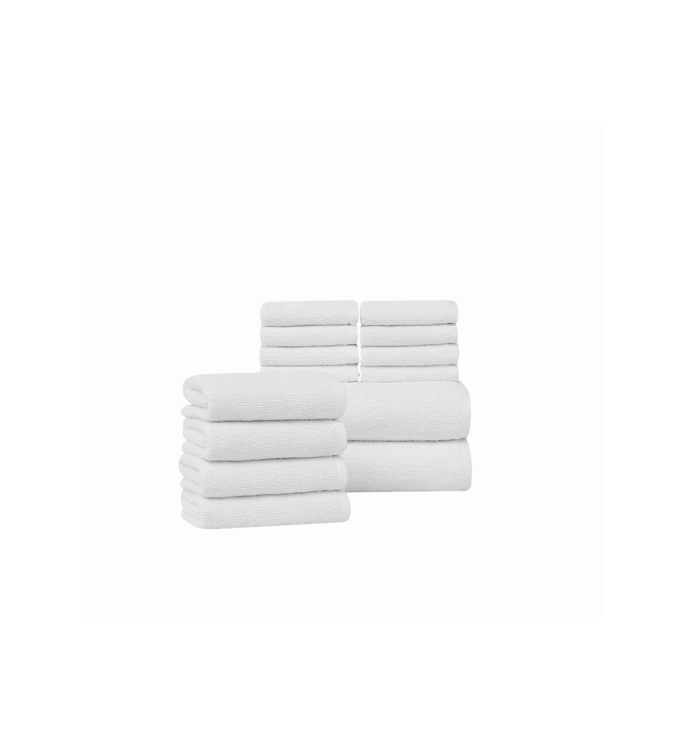 Brooklyn Loom Everyday Ribbed White 14 Piece Towel Set
