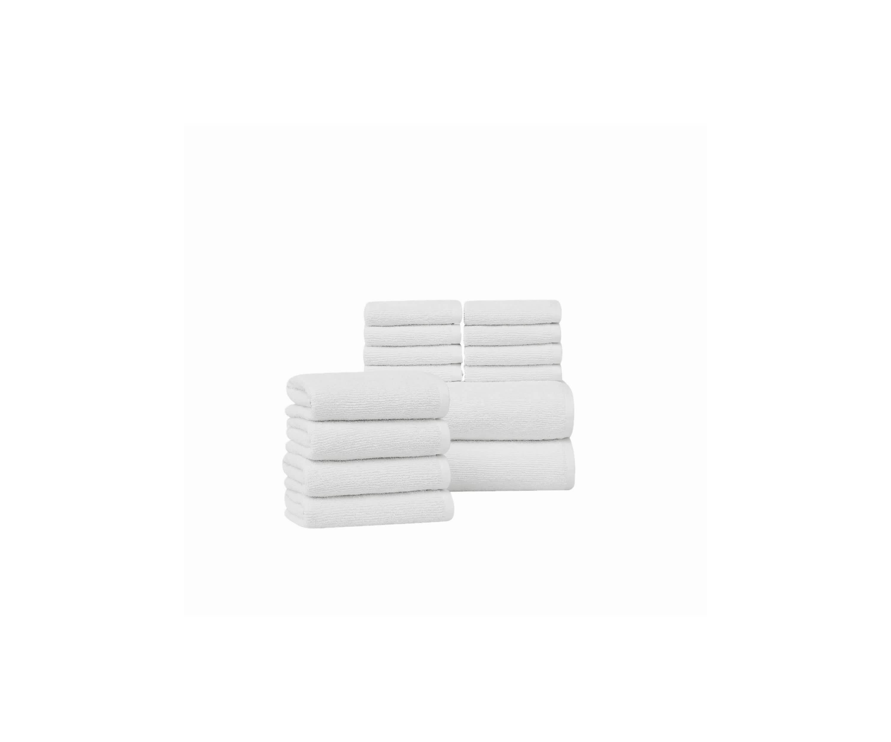 Brooklyn Loom Everyday Ribbed White 14 Piece Towel Set