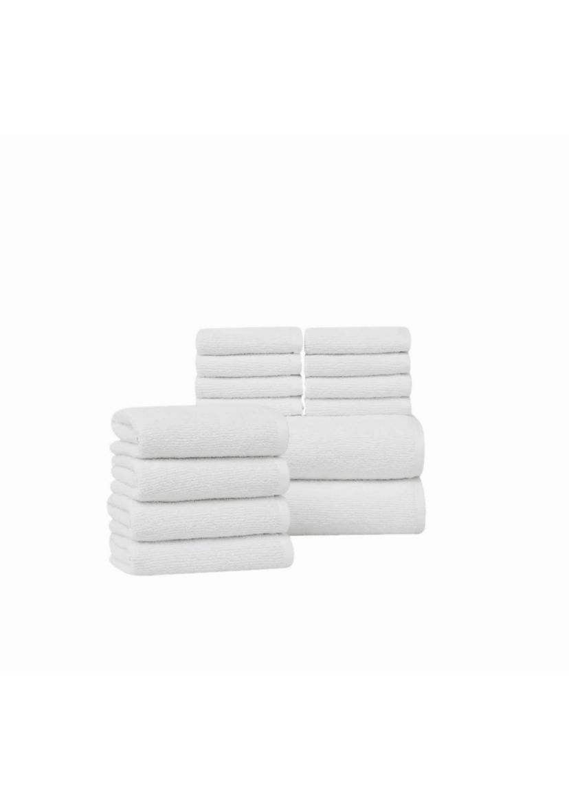 Brooklyn Loom Everyday Ribbed White 14 Piece Towel Set