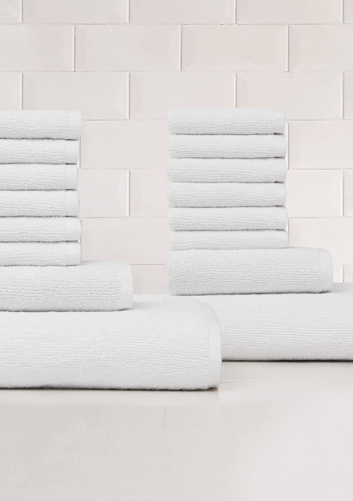 Truly Soft Essential Textured White 16 Piece Towel Set