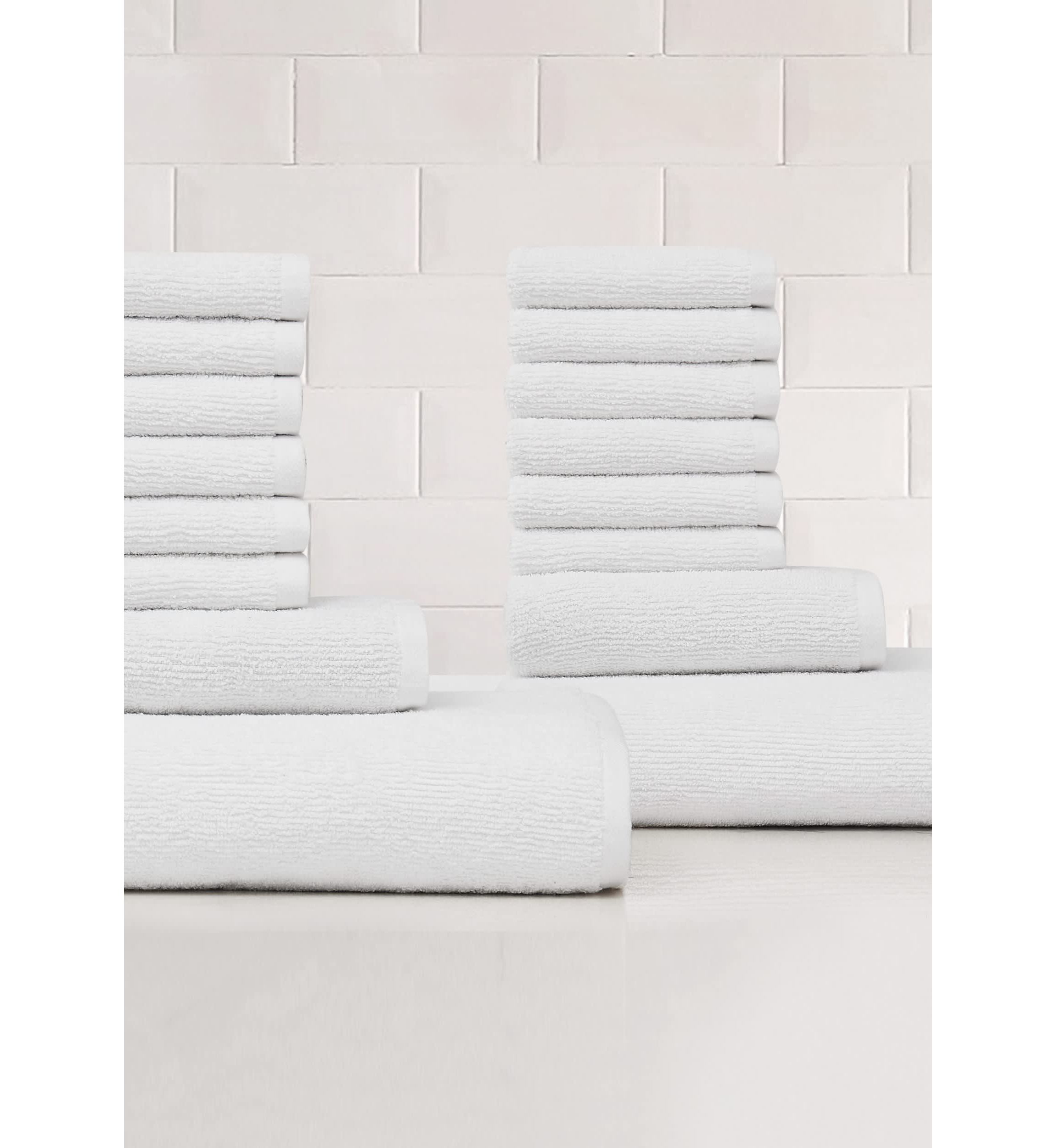 Truly Soft Essential Textured White 16 Piece Towel Set