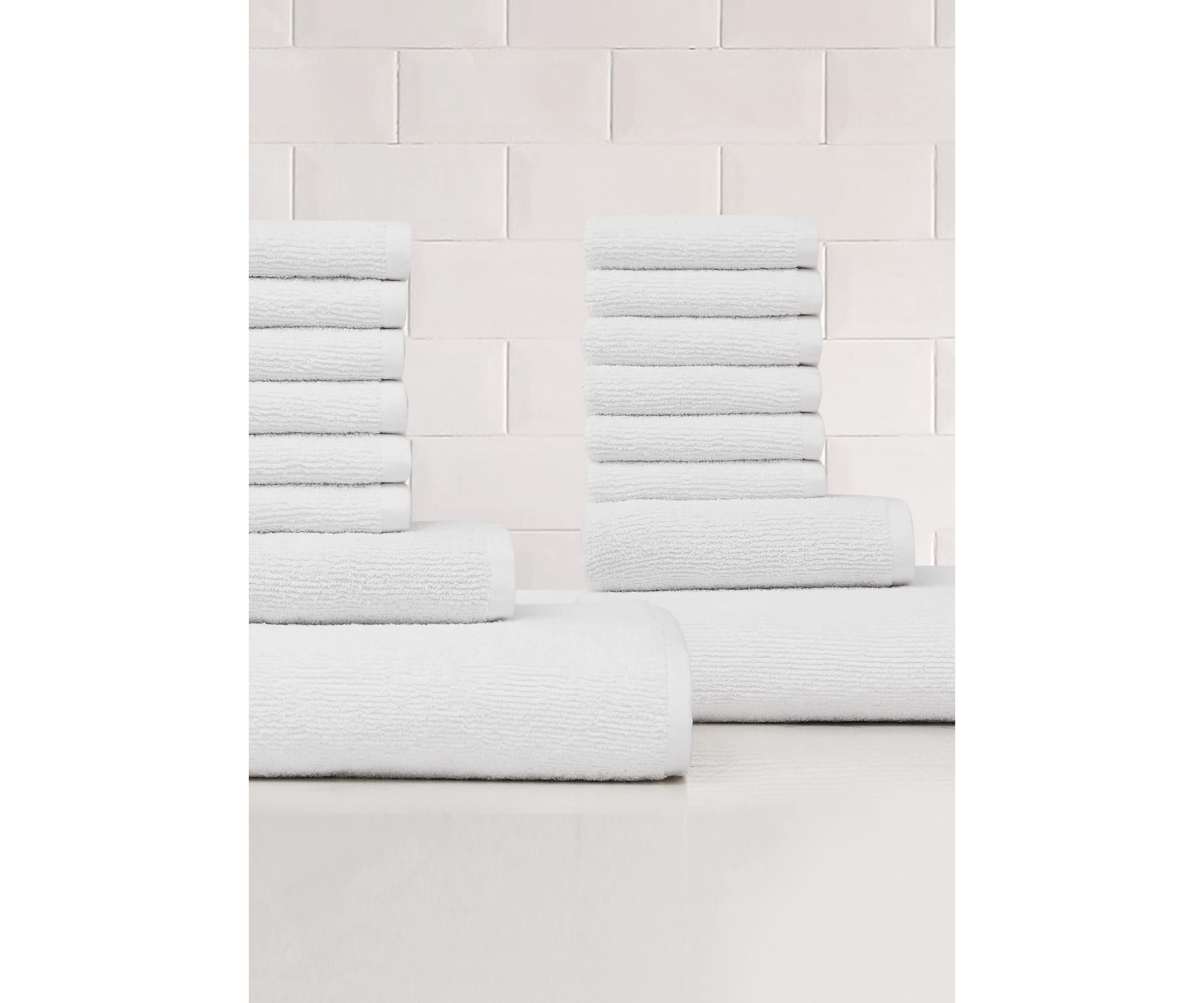 Truly Soft Essential Textured White 16 Piece Towel Set