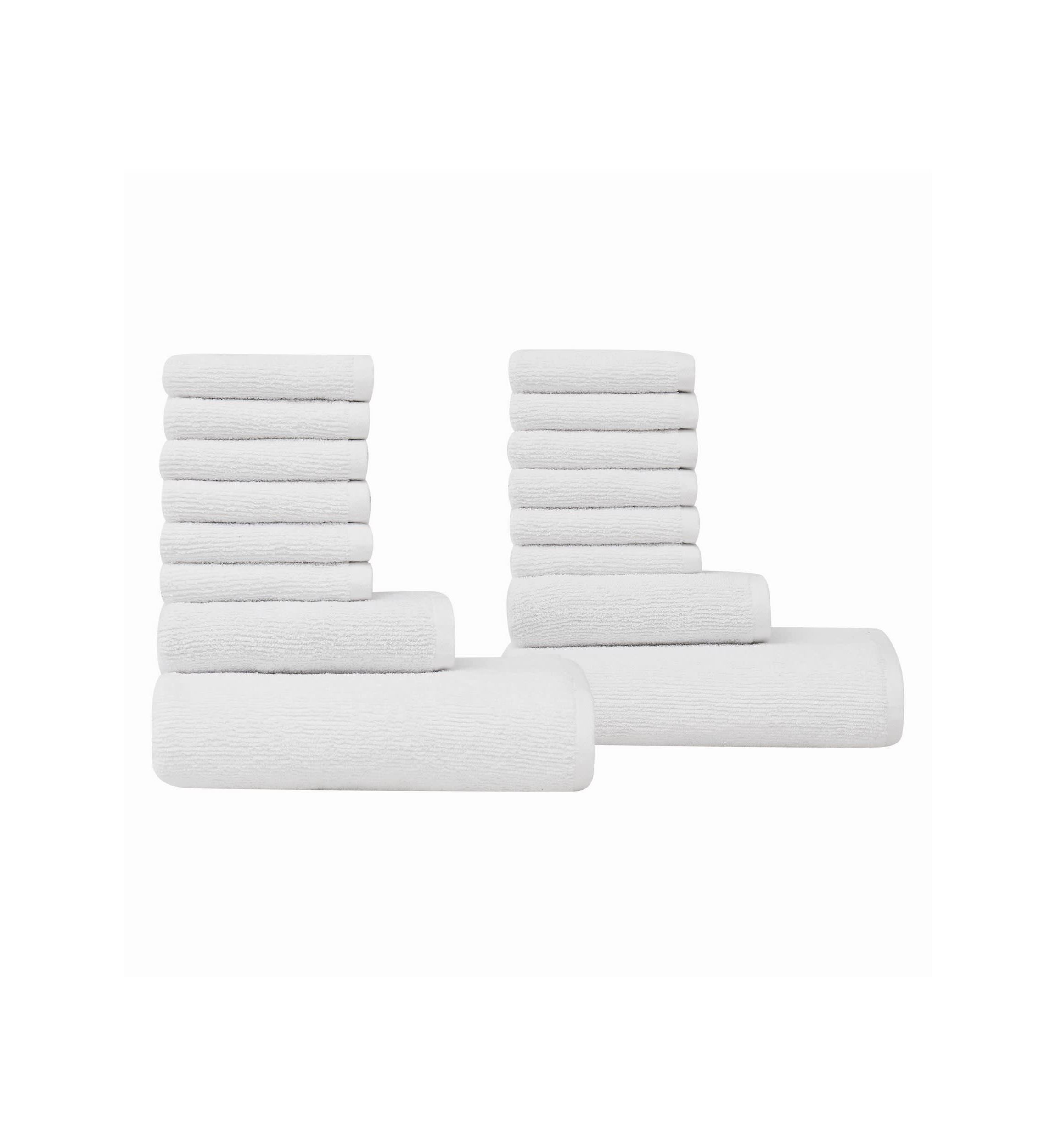 Truly Soft Essential Textured White 16 Piece Towel Set