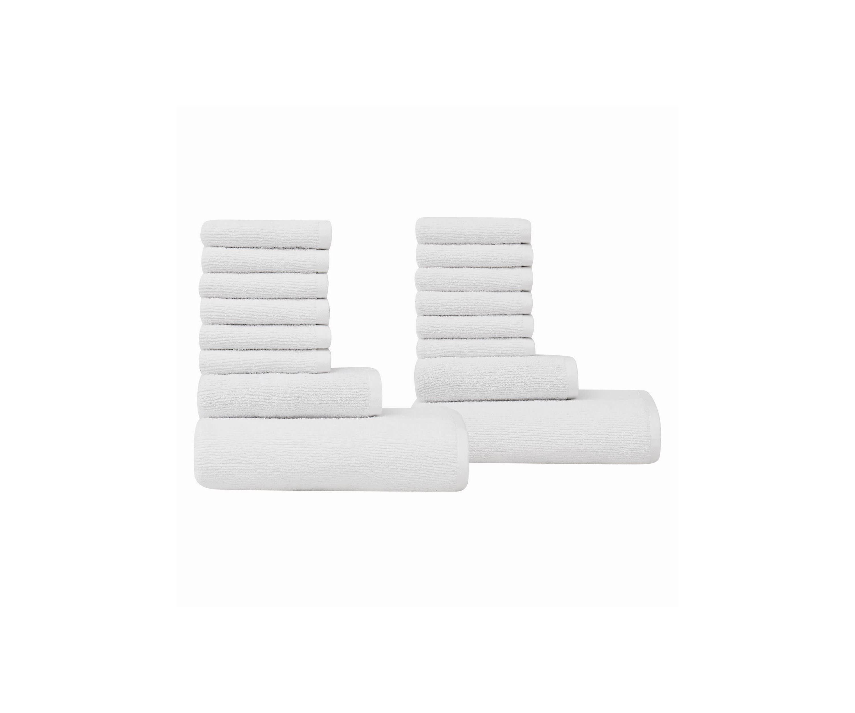 Truly Soft Essential Textured White 16 Piece Towel Set