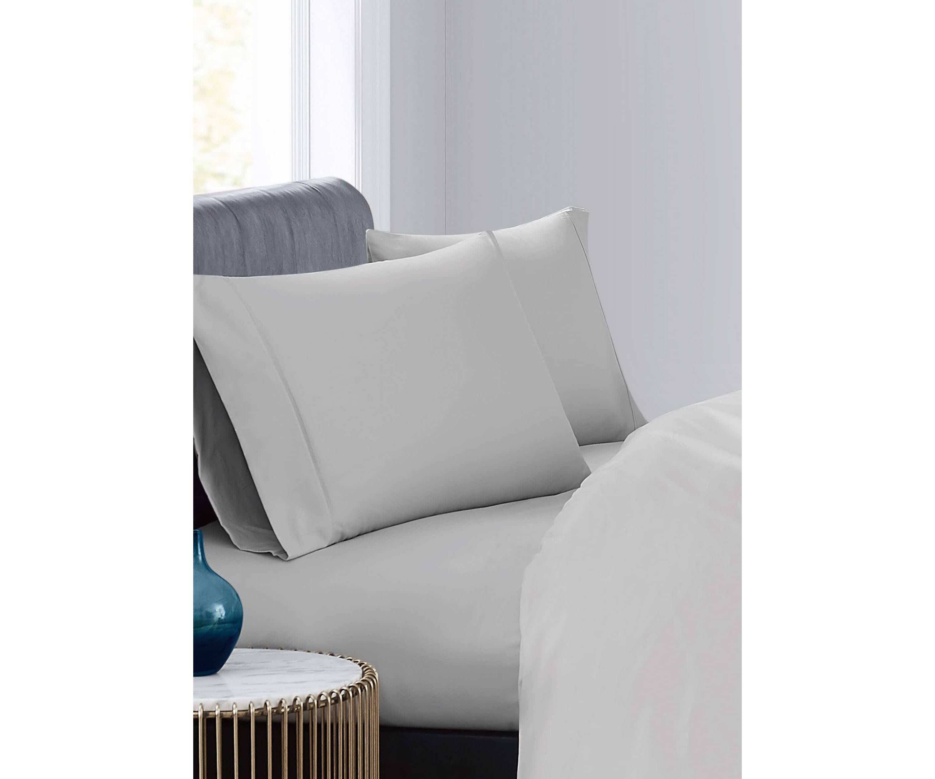 Vince Camuto 400TC Percale Light Grey Queen 4 Piece Sheet Set