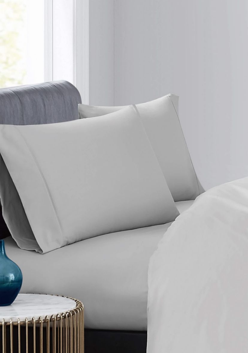 Vince Camuto 400TC Percale Light Grey Queen 4 Piece Sheet Set