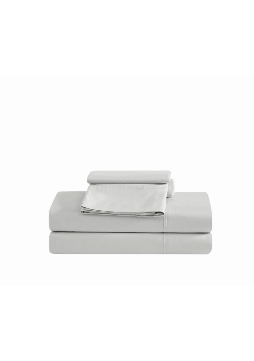 Vince Camuto 400TC Percale Light Grey Queen 4 Piece Sheet Set