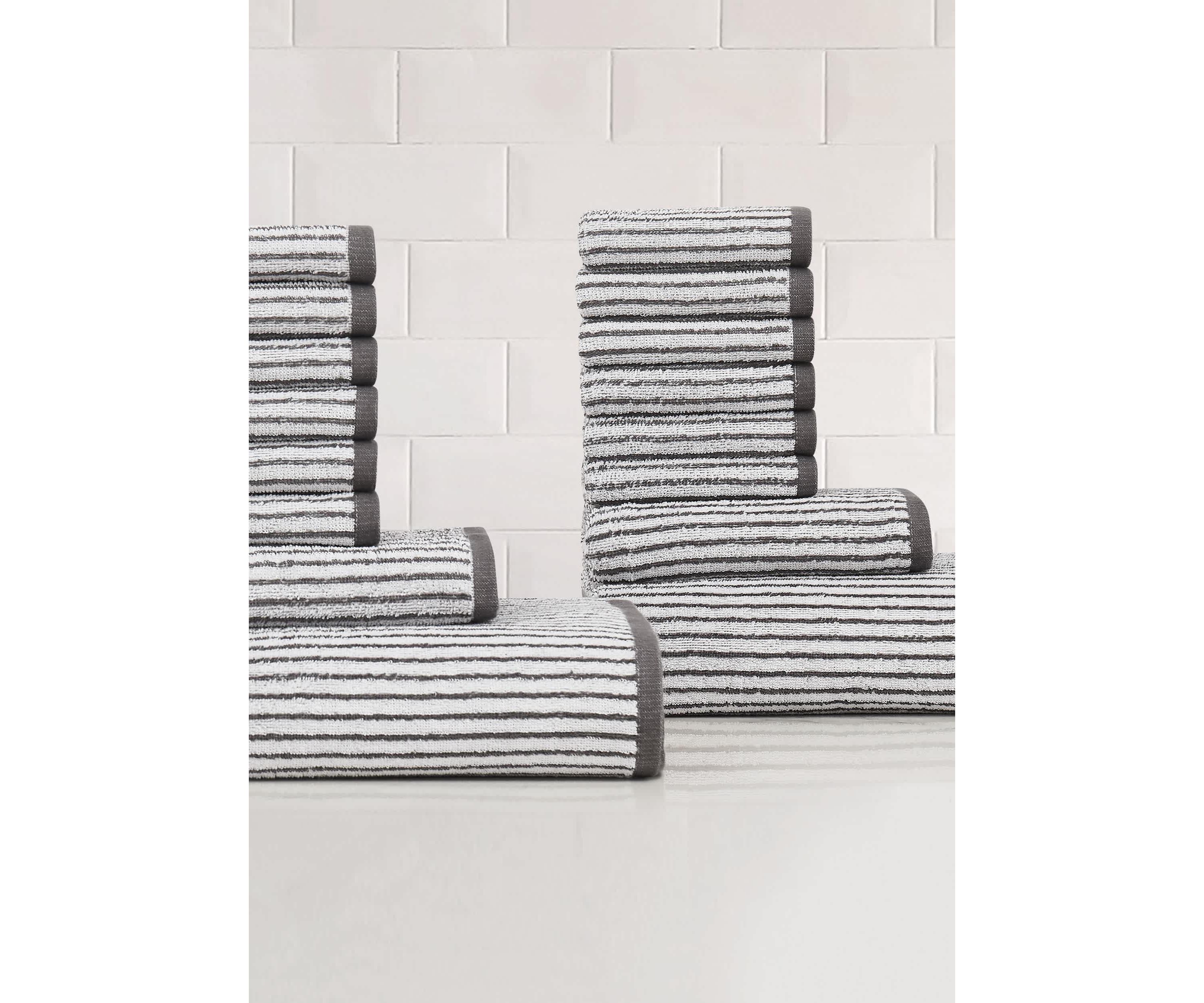Truly Soft Essential Yarn Dye Stripe Rose 16 Piece Towel Set