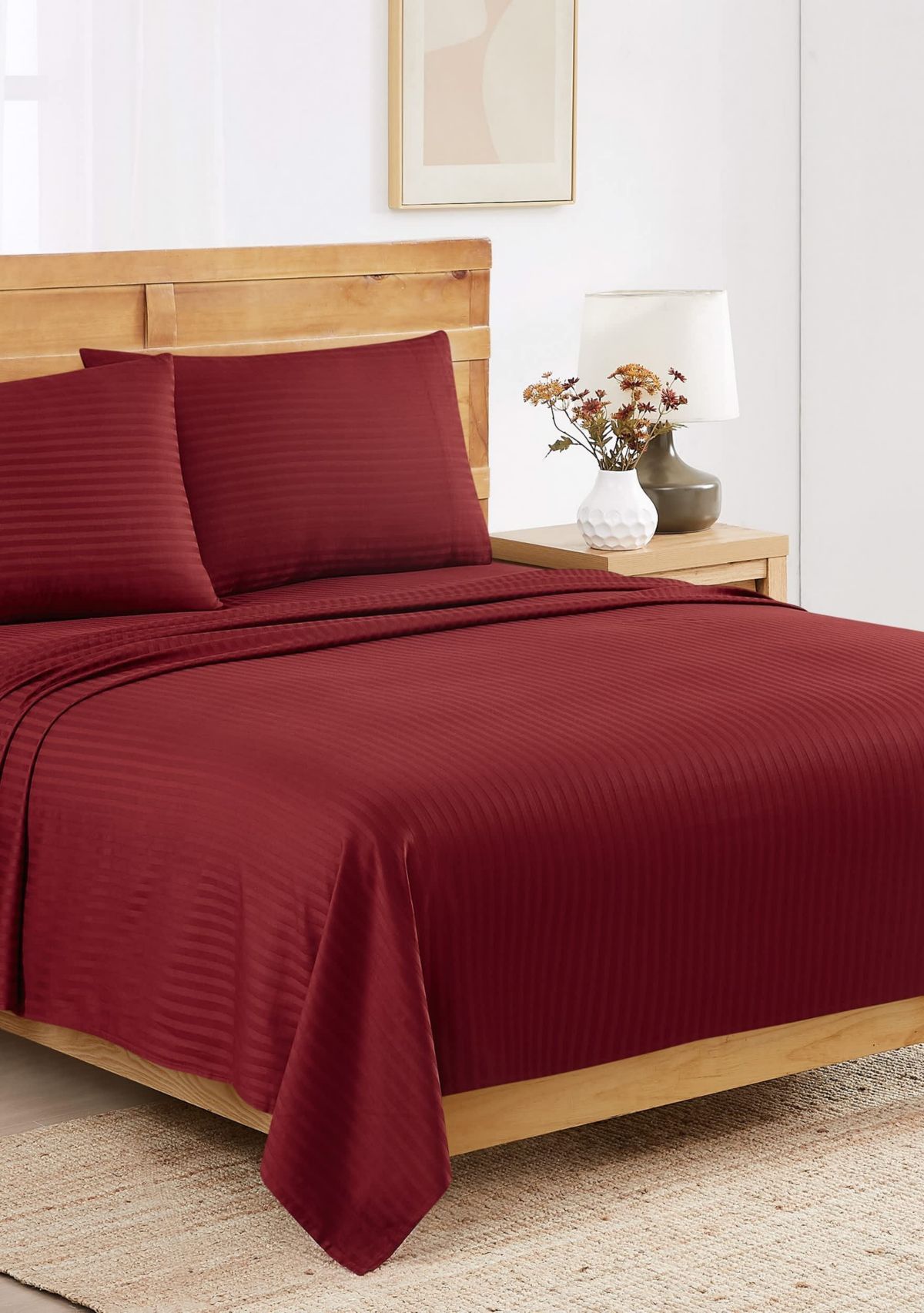 Royal Velvet Signature Dobby Stripe White 4 Piece King Sheet Set