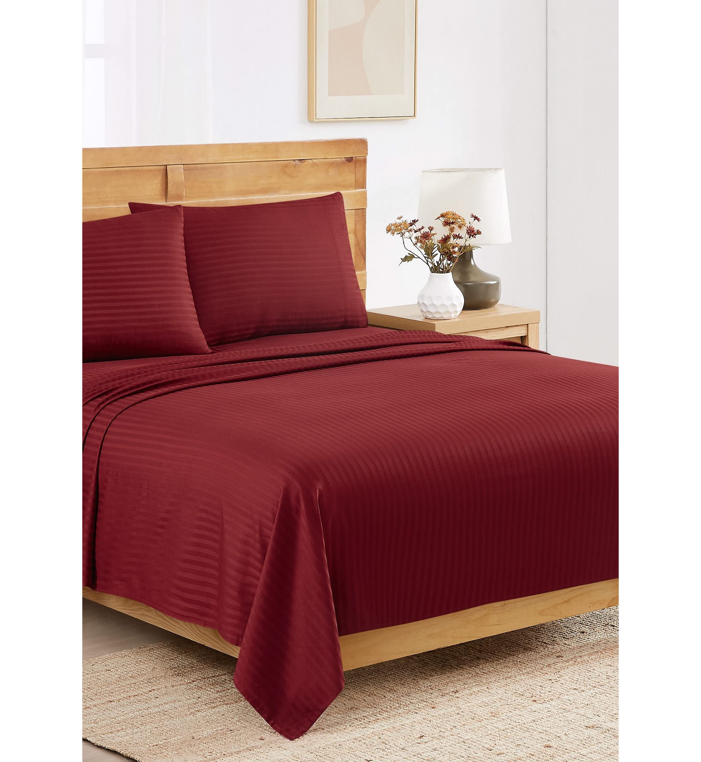 Royal Velvet Signature Dobby Stripe White 4 Piece King Sheet Set