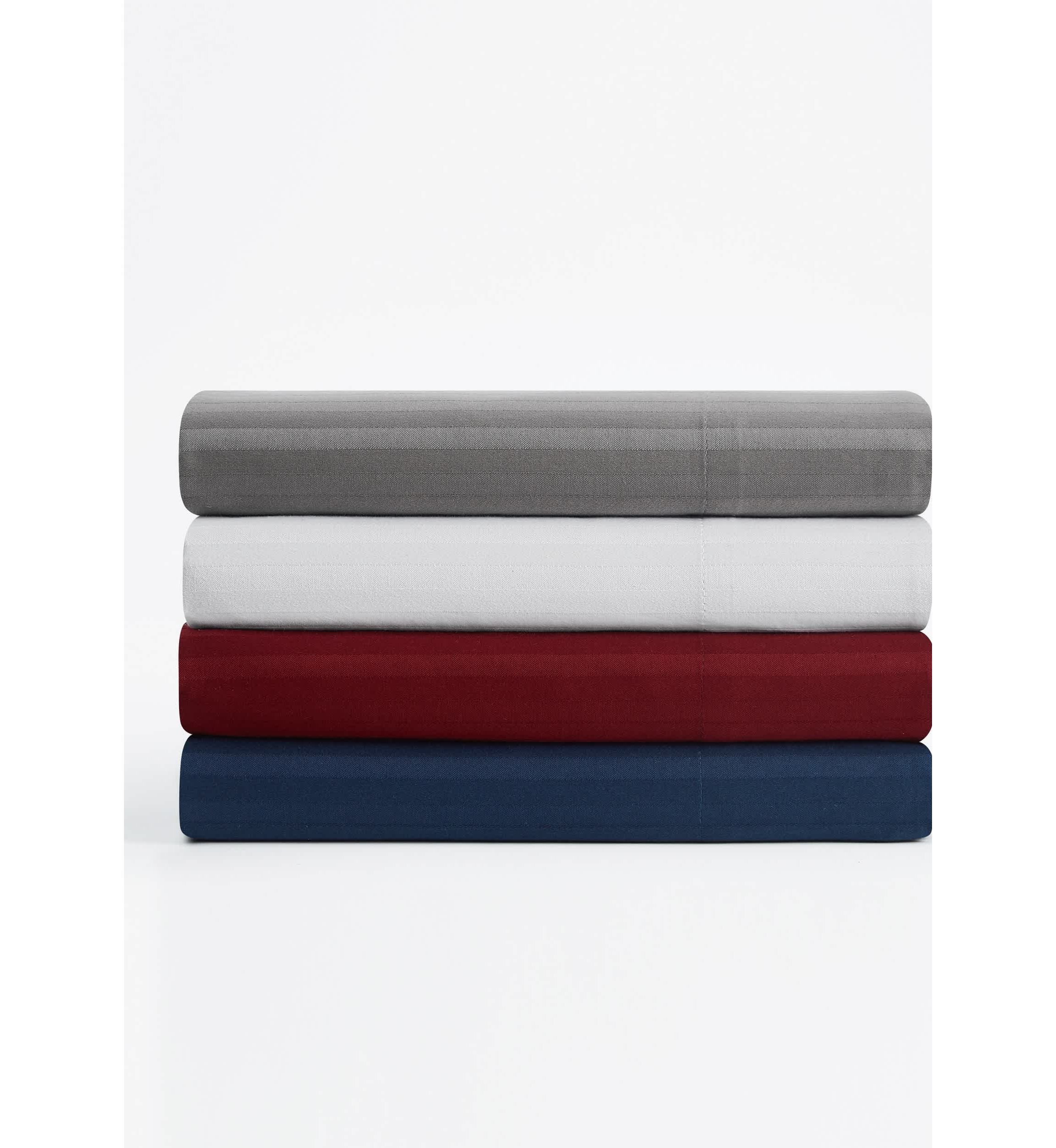 Royal Velvet Signature Dobby Stripe White 4 Piece King Sheet Set