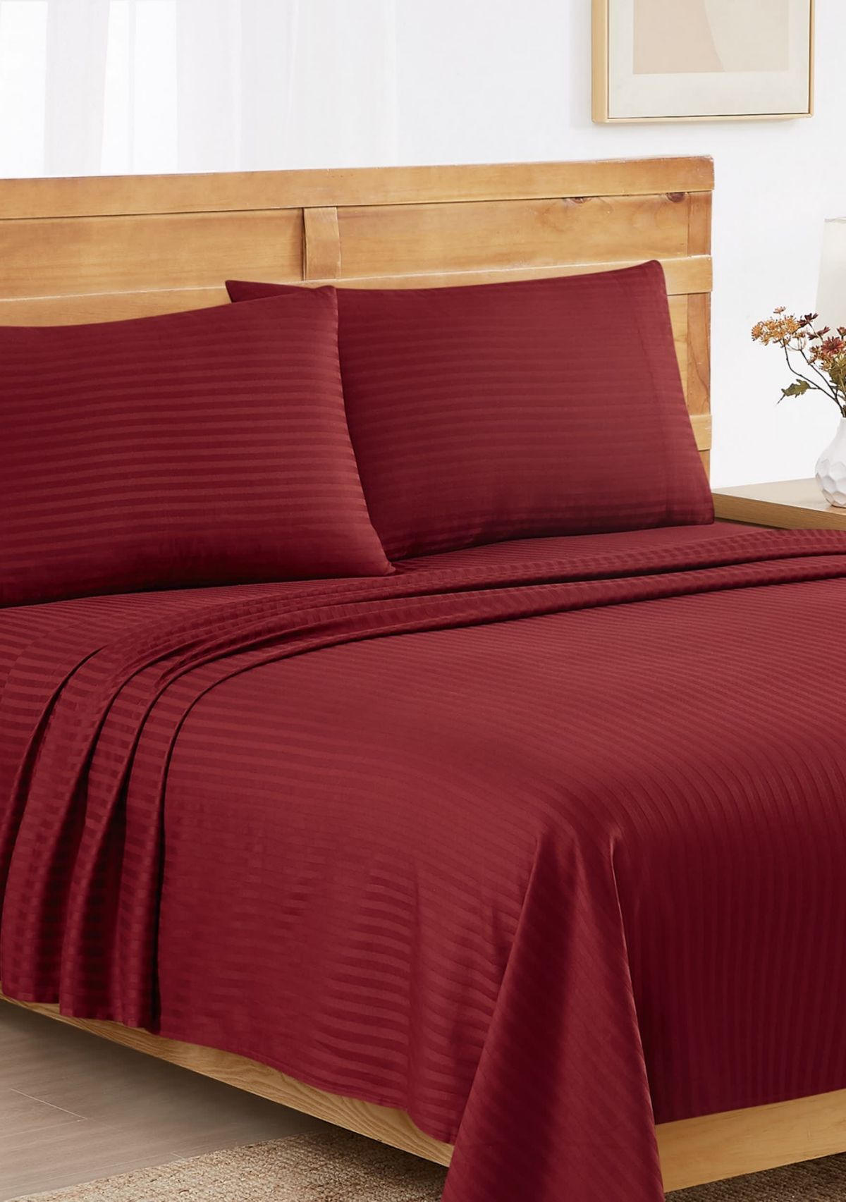 Royal Velvet Signature Dobby Stripe White 4 Piece King Sheet Set