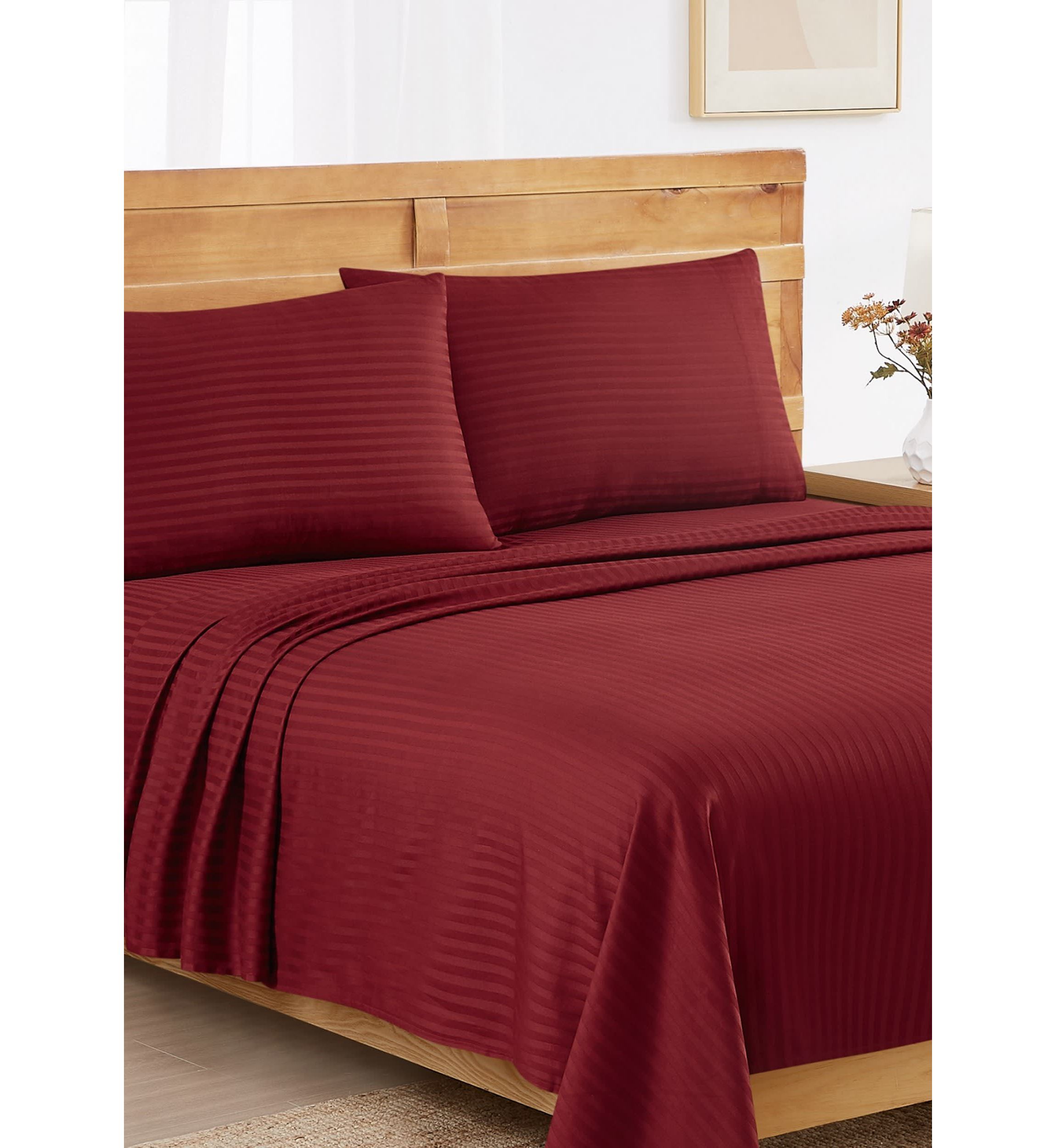 Royal Velvet Signature Dobby Stripe White 4 Piece King Sheet Set