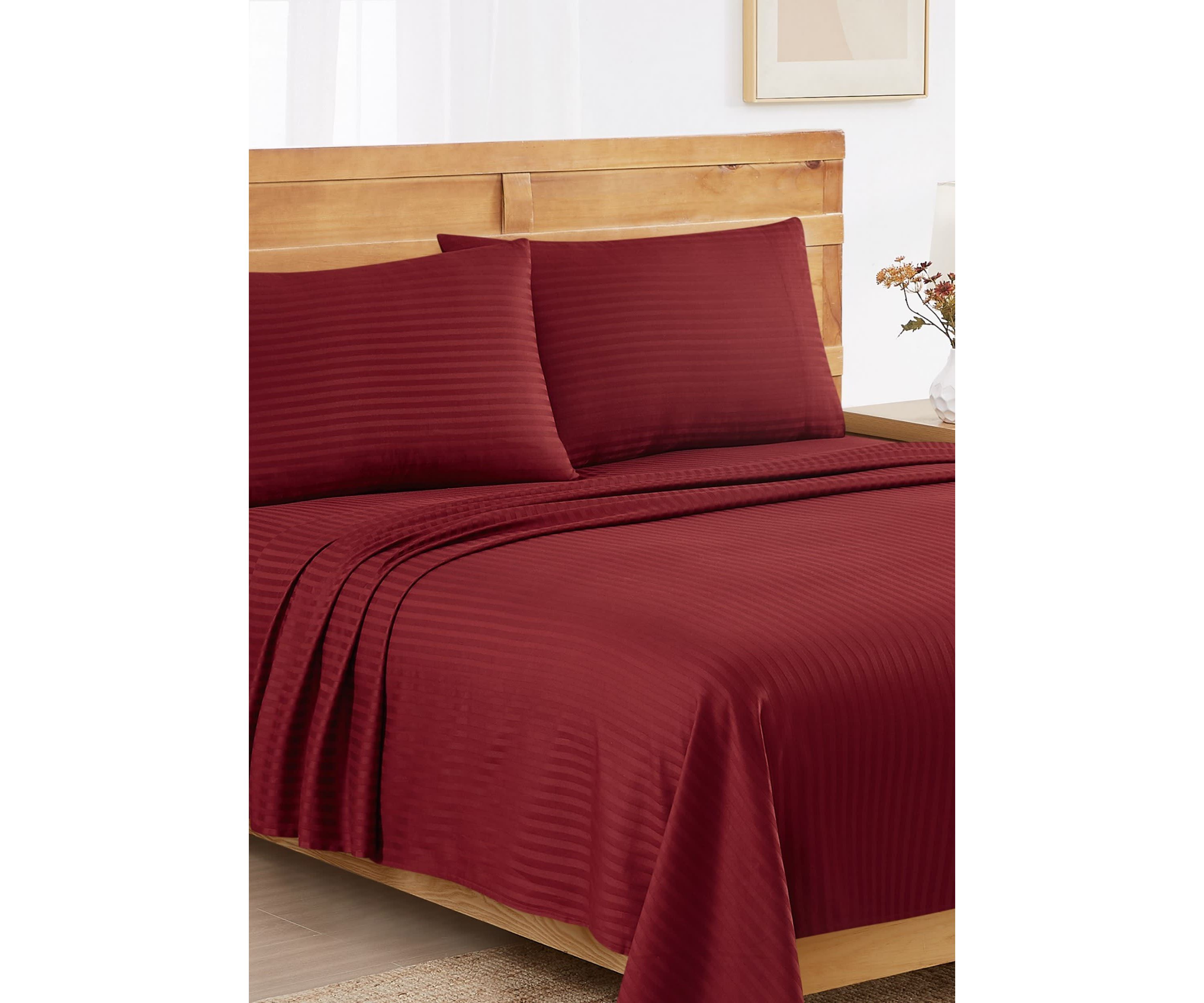 Royal Velvet Signature Dobby Stripe White 4 Piece King Sheet Set
