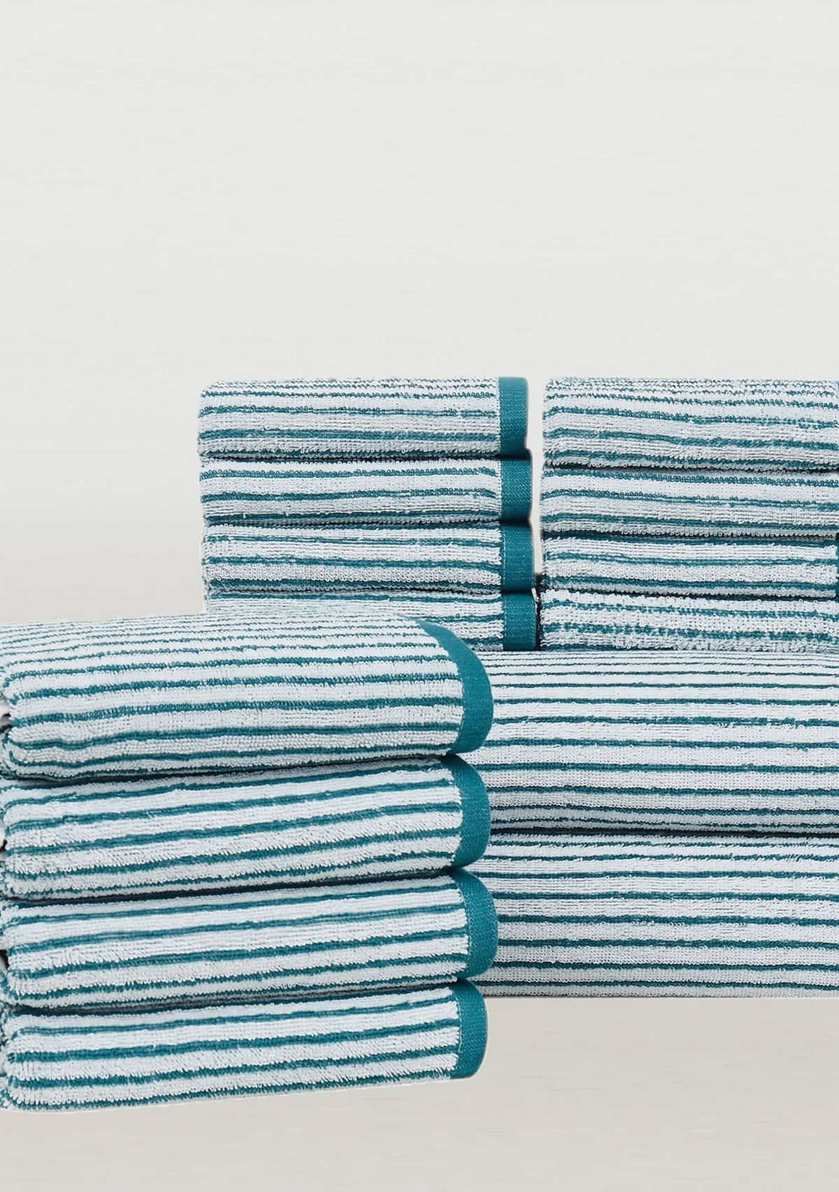 Brooklyn Loom Everyday Jacquard Stripe Rose 14 Piece Towel Set