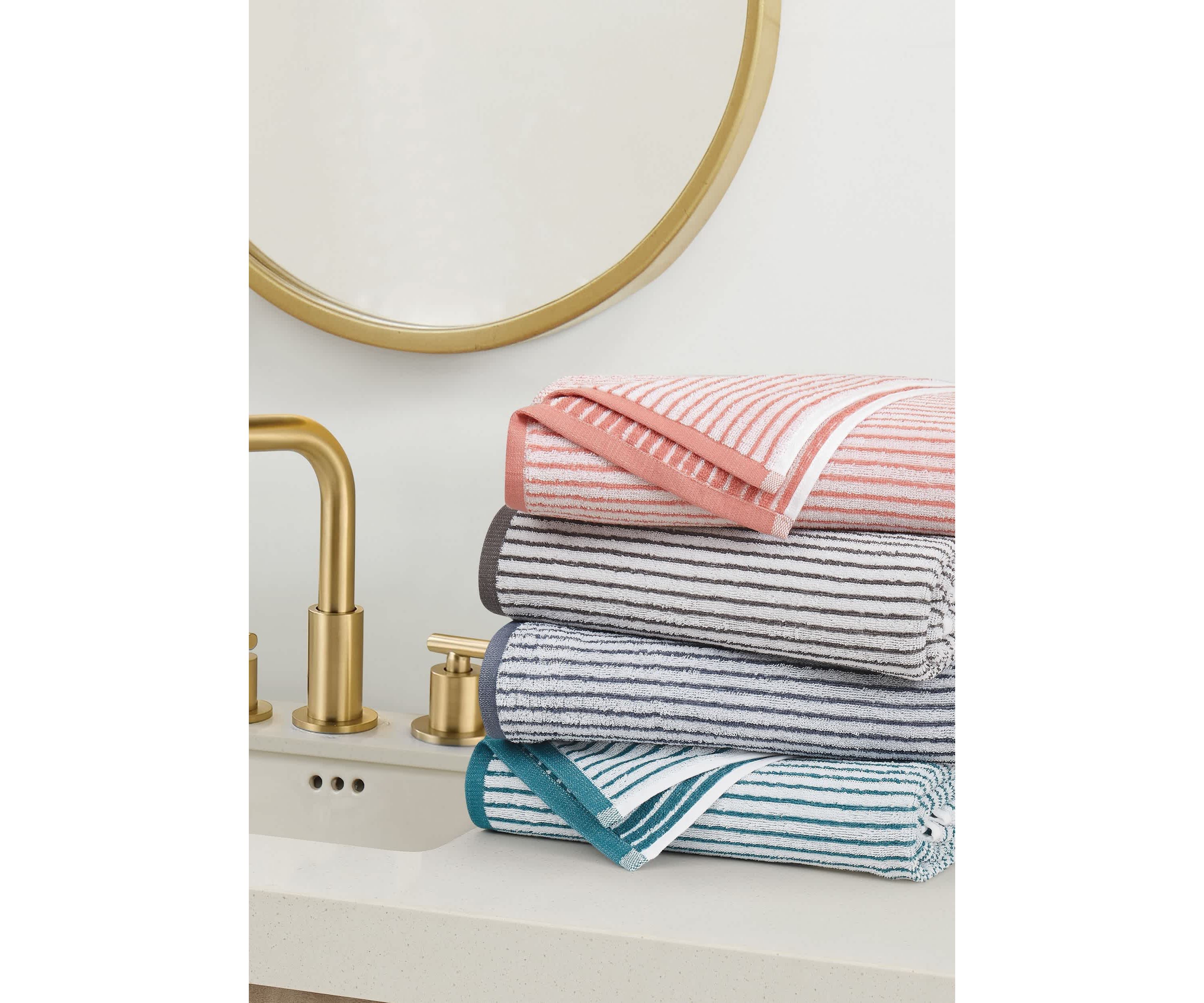 Brooklyn Loom Everyday Jacquard Stripe Rose 14 Piece Towel Set