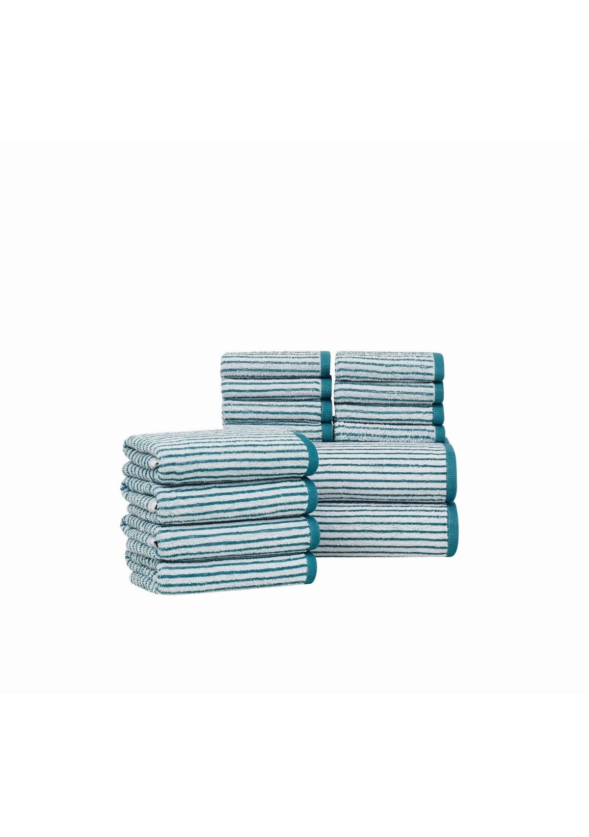Brooklyn Loom Everyday Jacquard Stripe Rose 14 Piece Towel Set