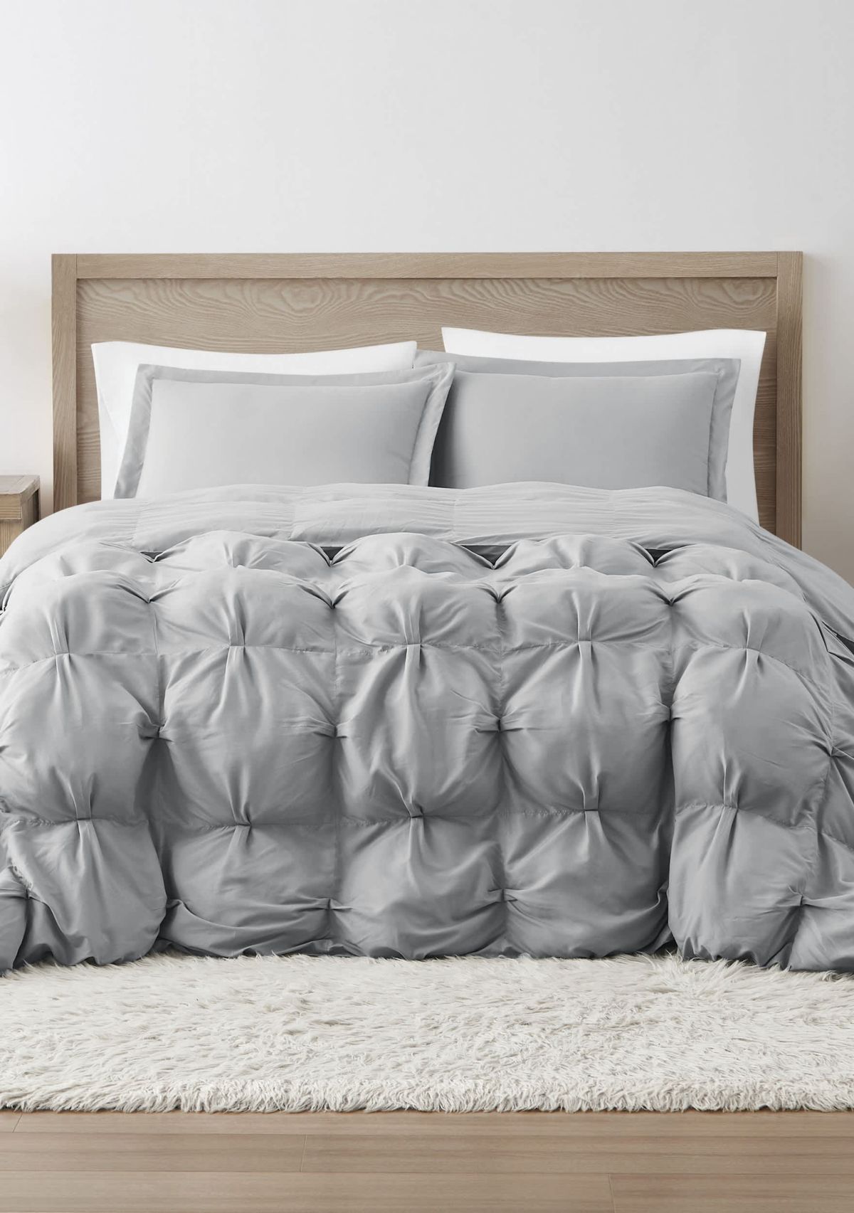 Truly Soft Oversized Puffer Gray King 3 Piece Comforter Set