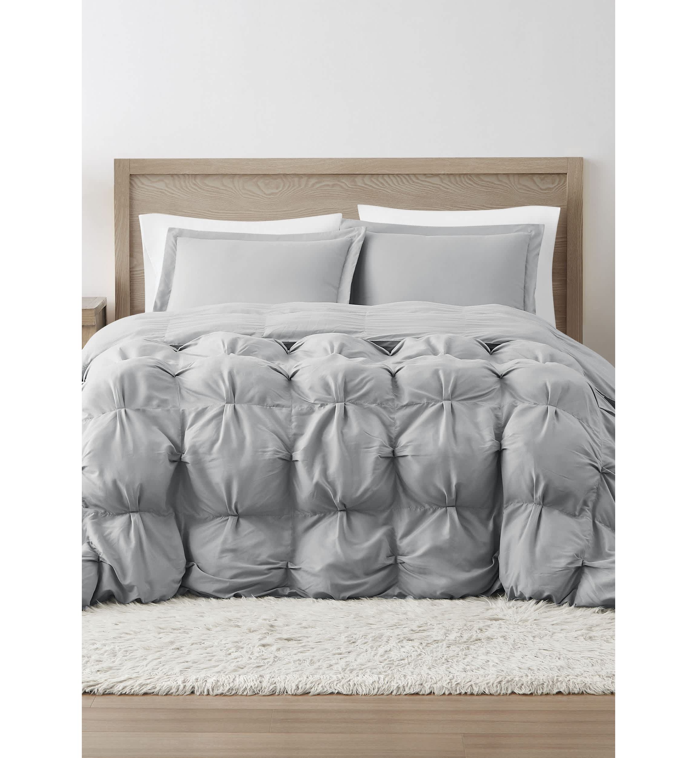 Truly Soft Oversized Puffer Gray King 3 Piece Comforter Set