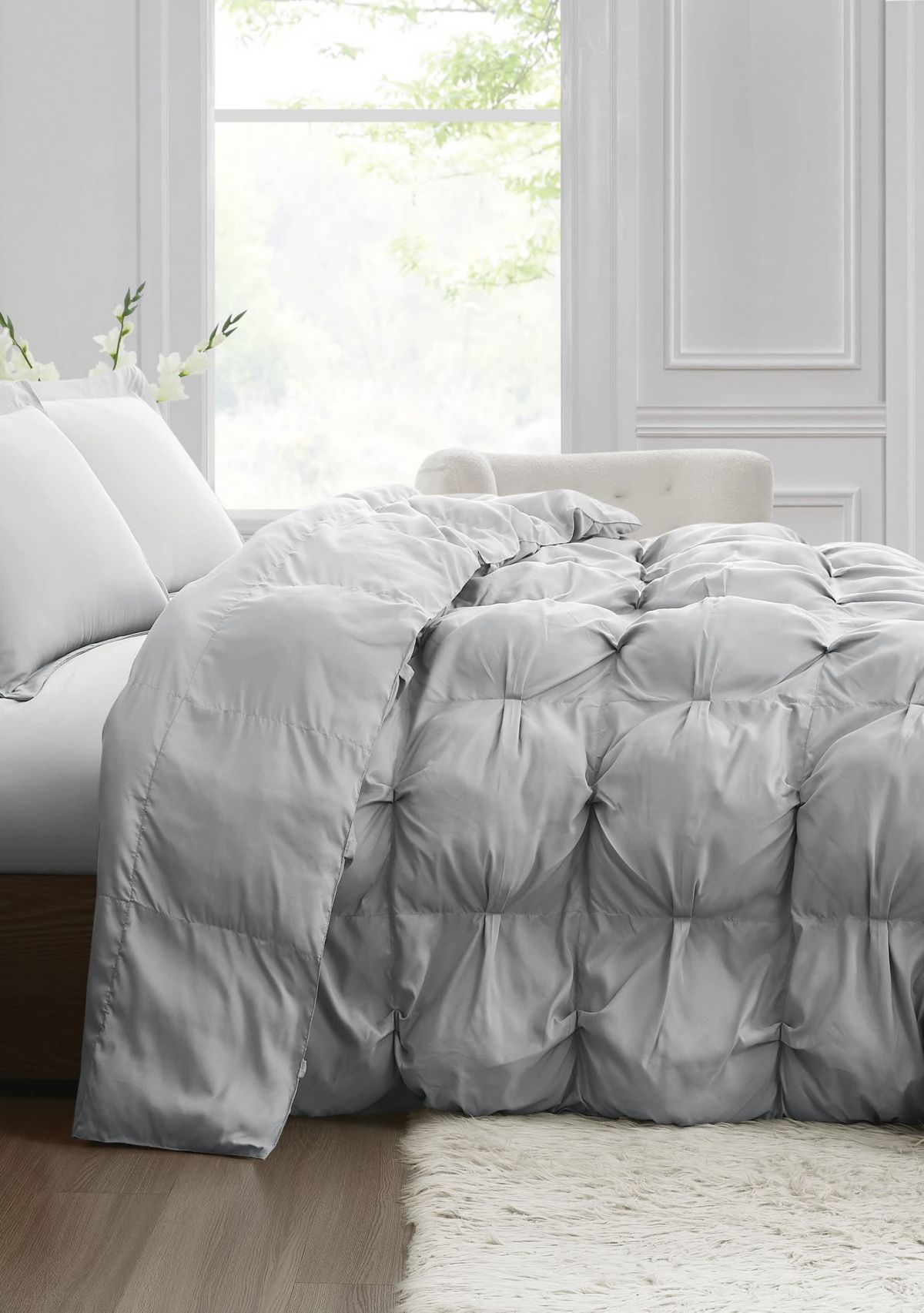 Truly Soft Oversized Puffer Gray King 3 Piece Comforter Set