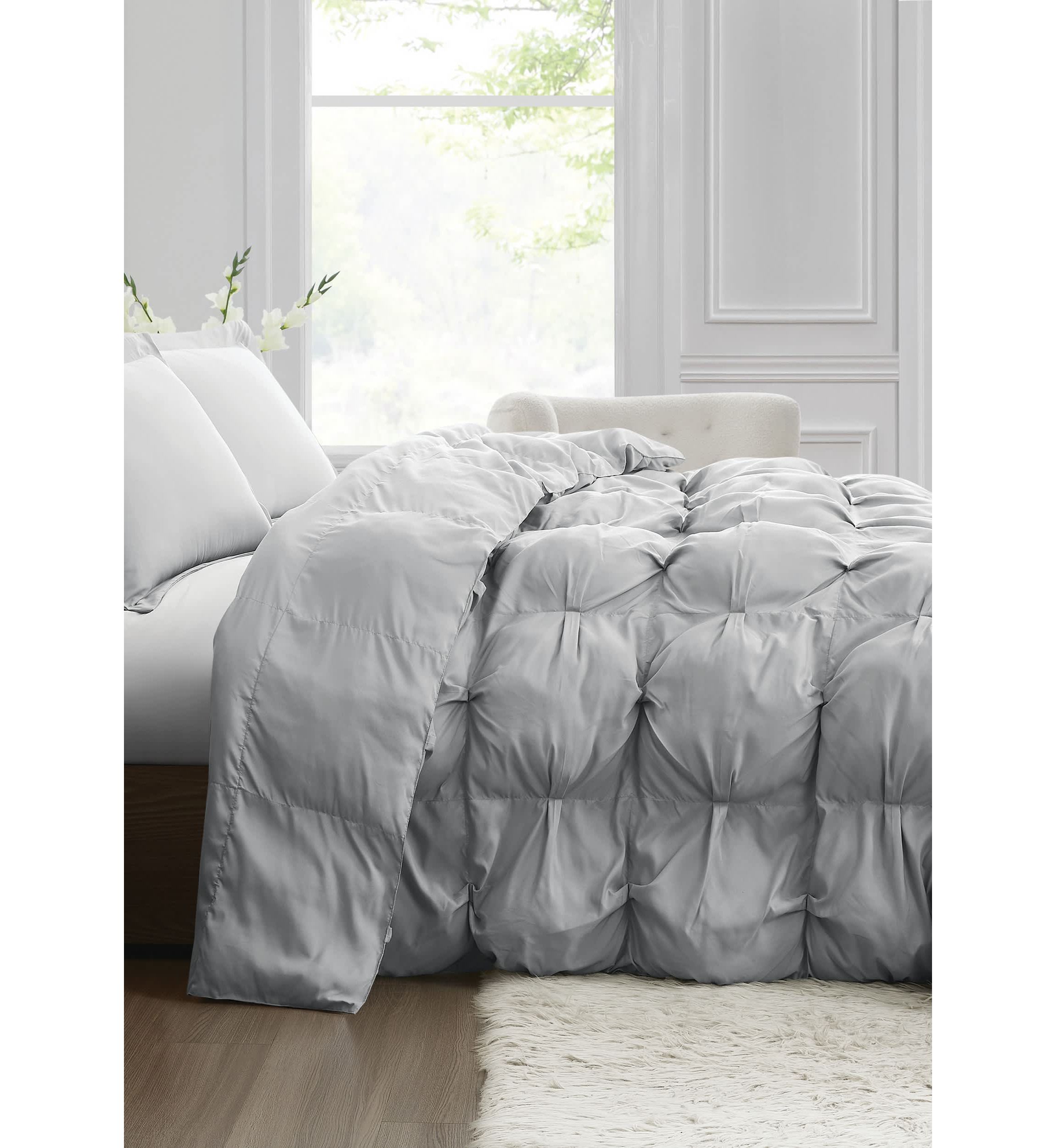 Truly Soft Oversized Puffer Gray King 3 Piece Comforter Set