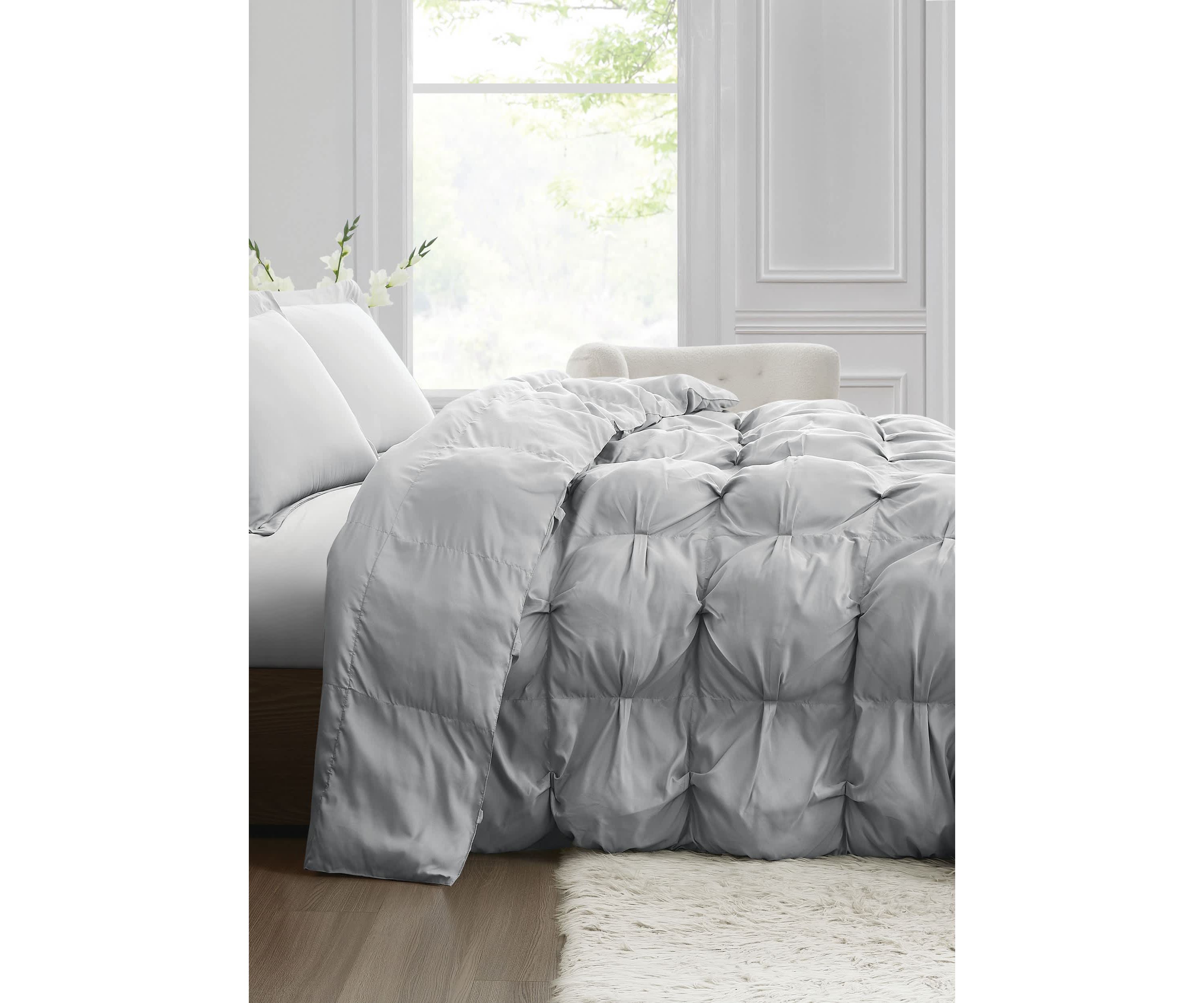 Truly Soft Oversized Puffer Gray King 3 Piece Comforter Set