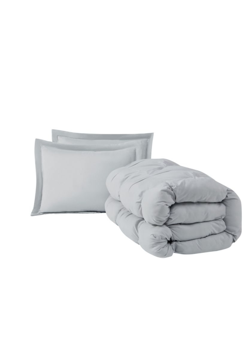 Truly Soft Oversized Puffer Gray King 3 Piece Comforter Set
