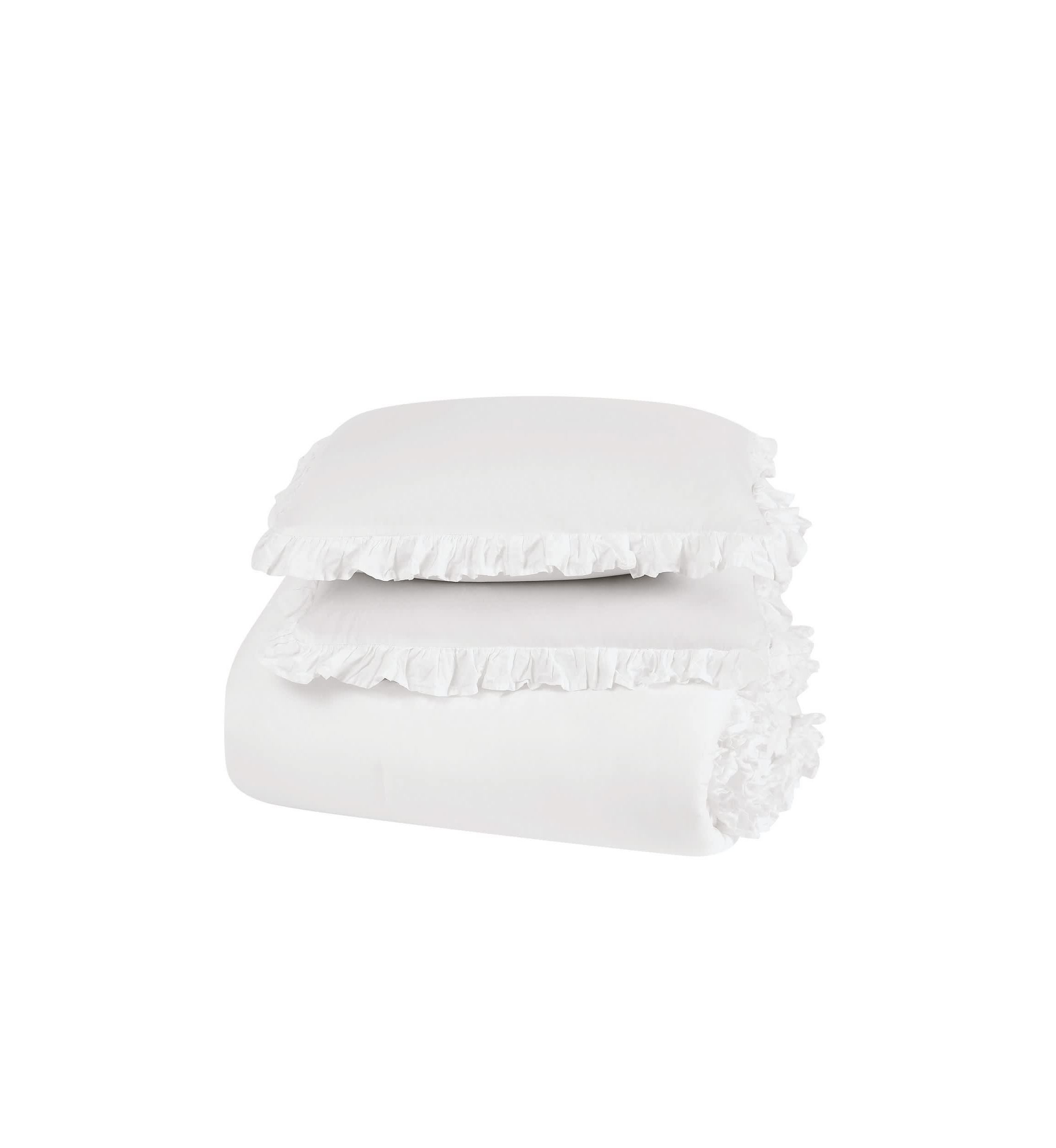 The Farmhouse by Rachel Ashwell Ruffled Washed Cotton White King 3 Piece Comforter Set