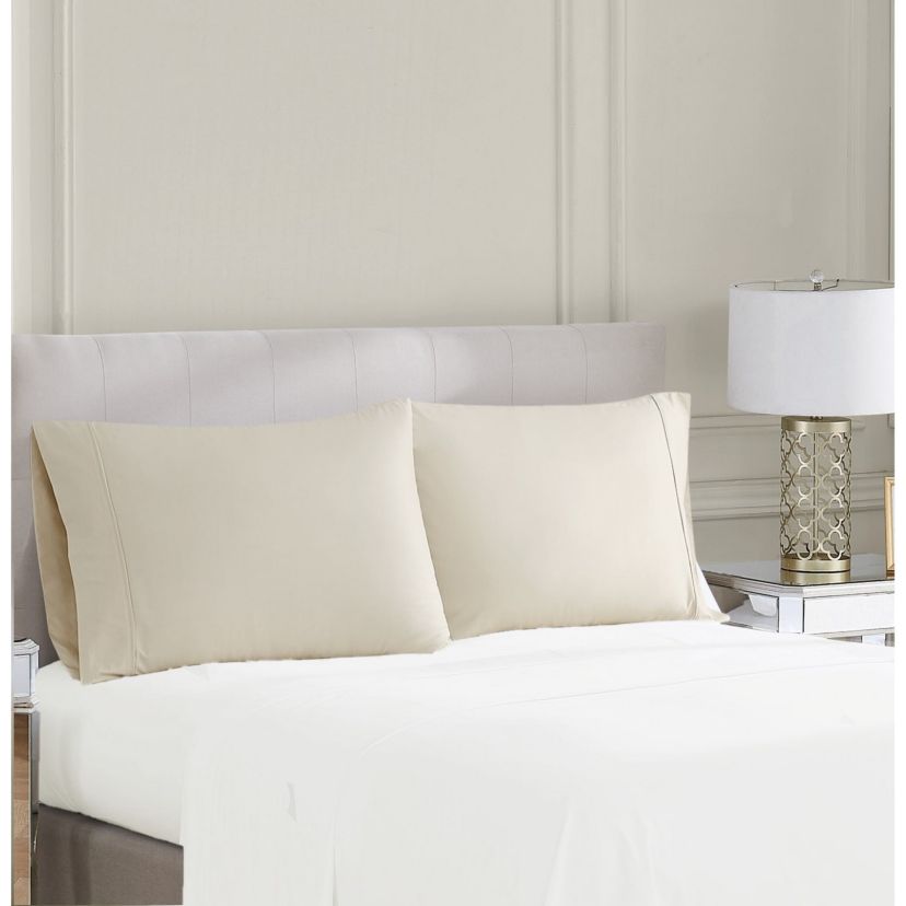Borghese Roma 400TC Percale Cotton Light Blue King Pillowcase Pair