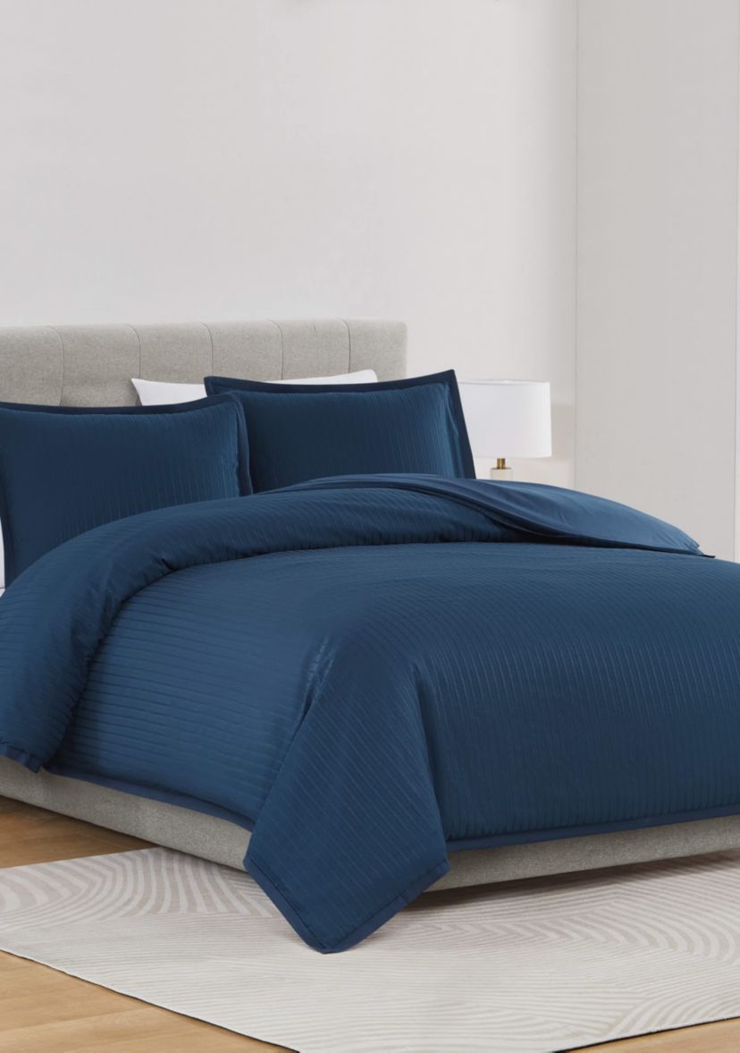 Royal Velvet Olivia Stripe Grey Full/Queen Duvet Set