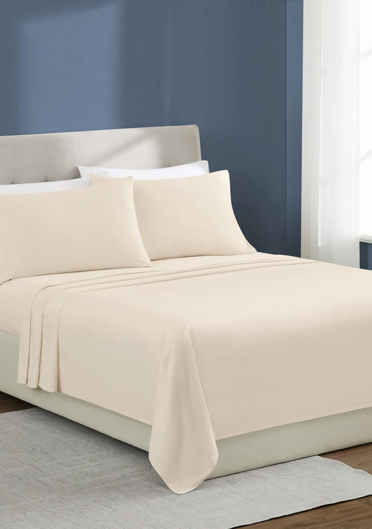 Brooklyn Loom Essential Cotton Blue King 4 Piece Sheet Set
