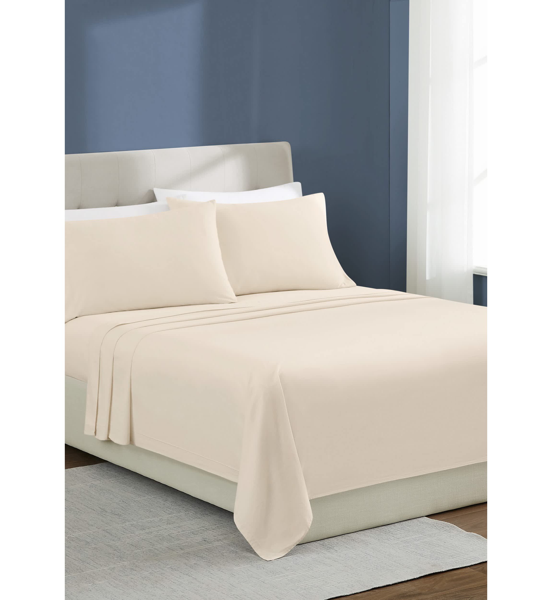 Brooklyn Loom Essential Cotton Blue King 4 Piece Sheet Set