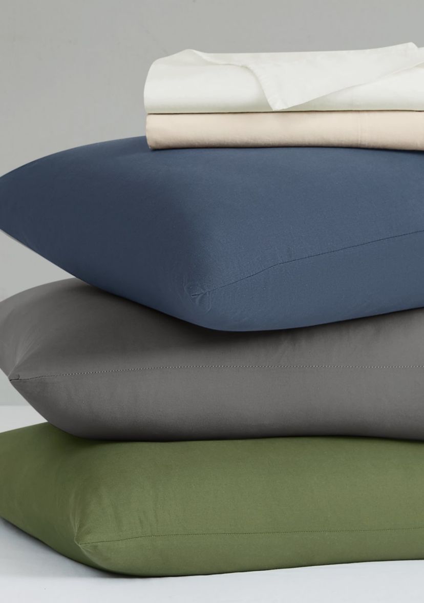 Brooklyn Loom Essential Cotton Grey Full 4 Piece Sheet Set