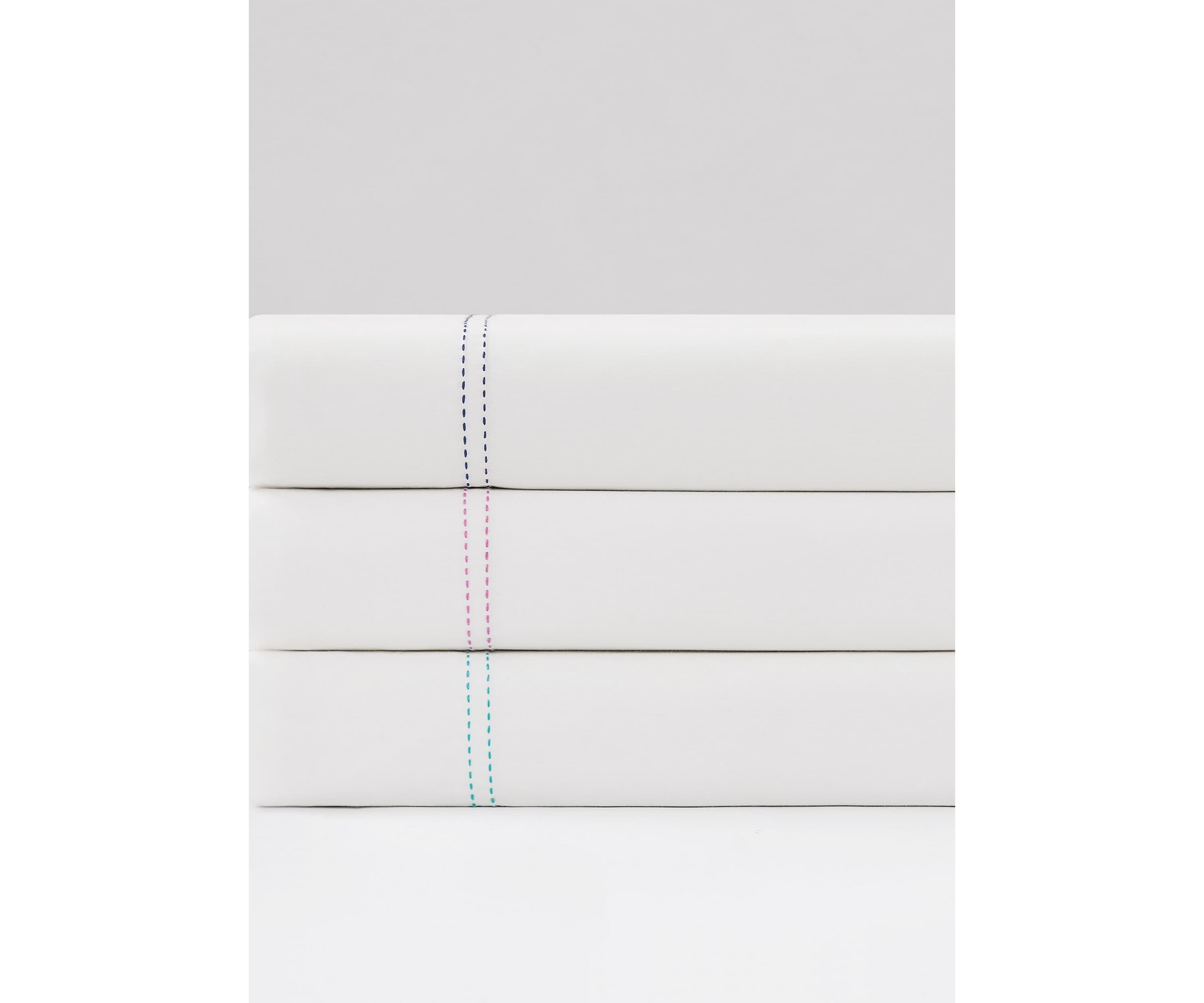 Scout Pick Stitch 100% Cotton Percale White with Pink Lemonade Standard Pillowcase Pair