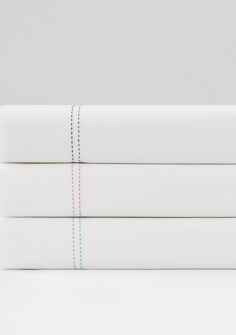 Scout Pick Stitch 100% Cotton Percale White with Pink Lemonade Standard Pillowcase Pair