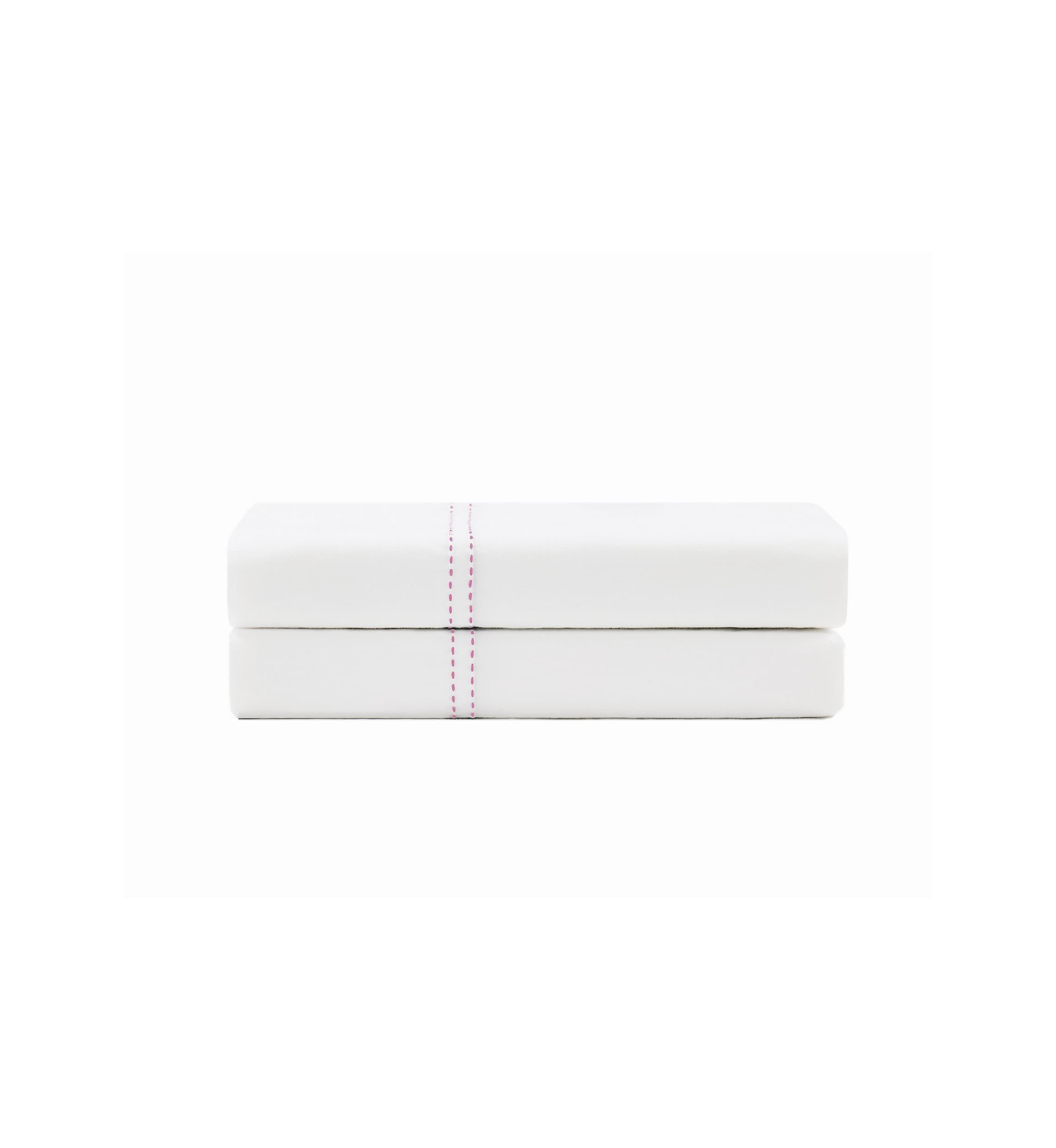Scout Pick Stitch 100% Cotton Percale White with Pink Lemonade Standard Pillowcase Pair
