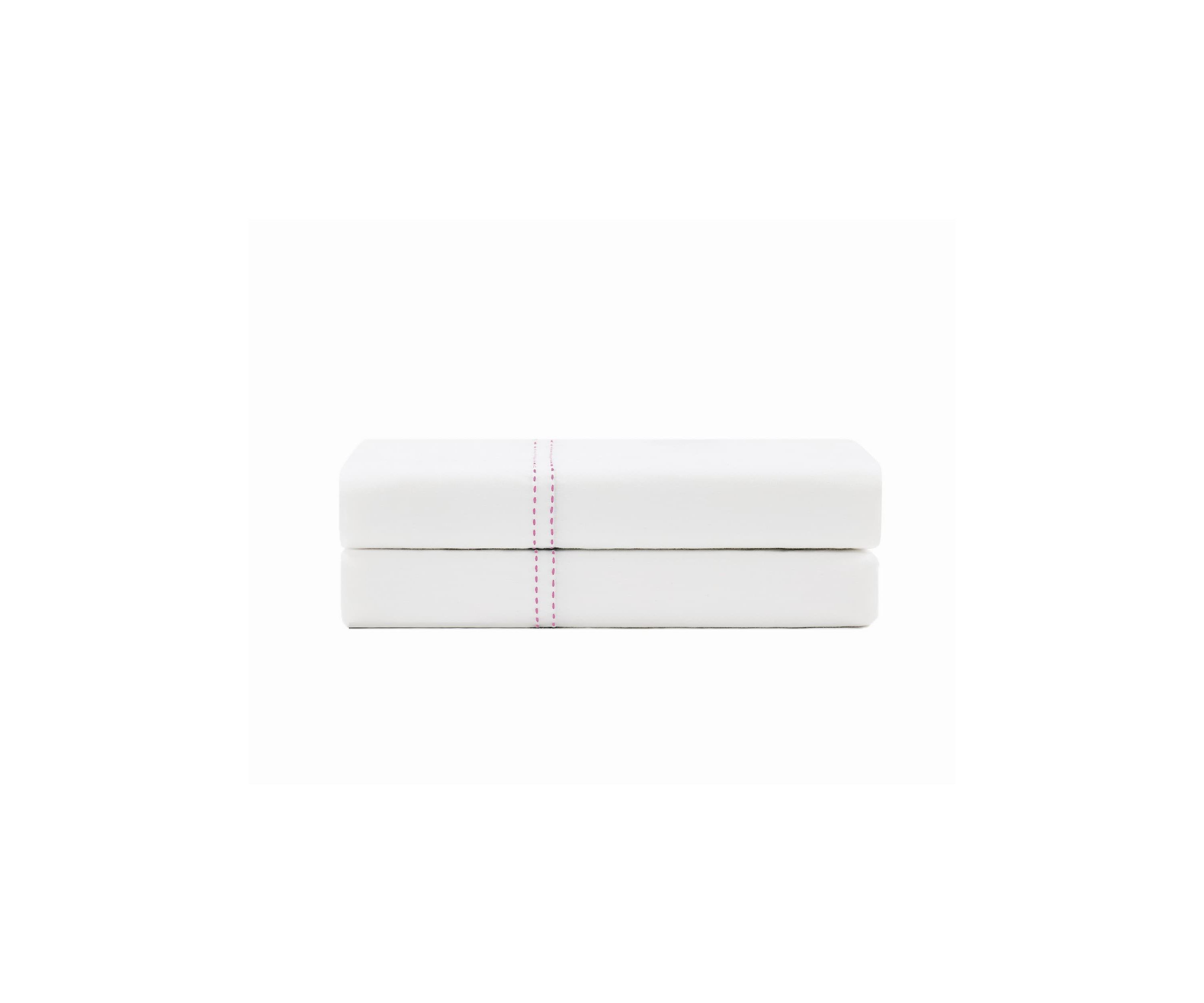 Scout Pick Stitch 100% Cotton Percale White with Pink Lemonade Standard Pillowcase Pair