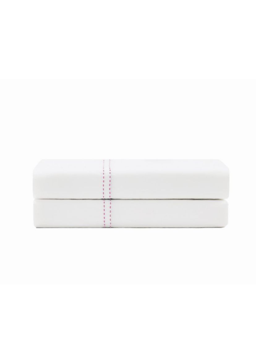 Scout Pick Stitch 100% Cotton Percale White with Pink Lemonade Standard Pillowcase Pair