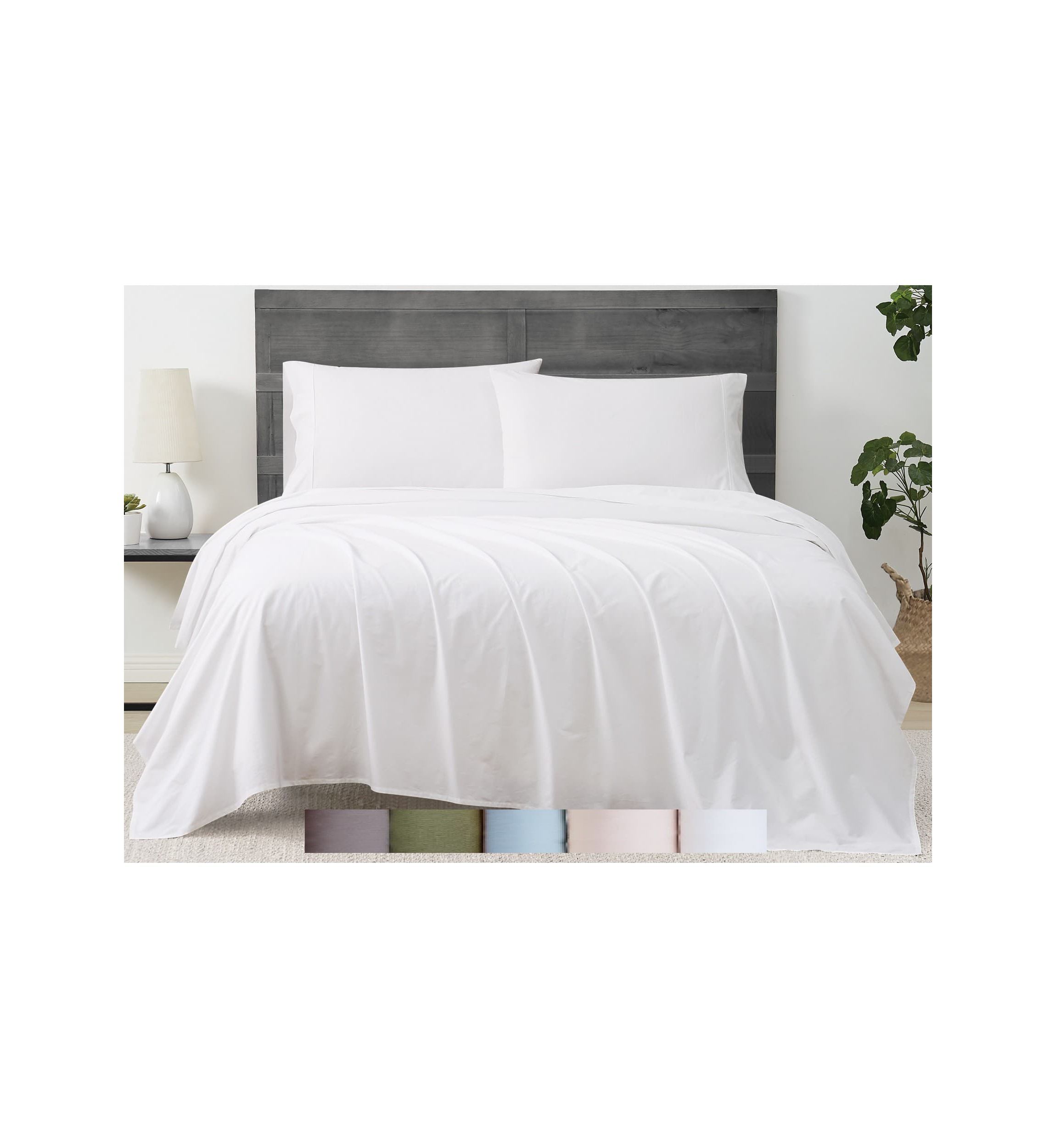 Cannon Solid Percale Black 5 Piece Split King Sheet Set