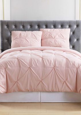 Truly Soft Everyday Pleated Comforter Set, White, King