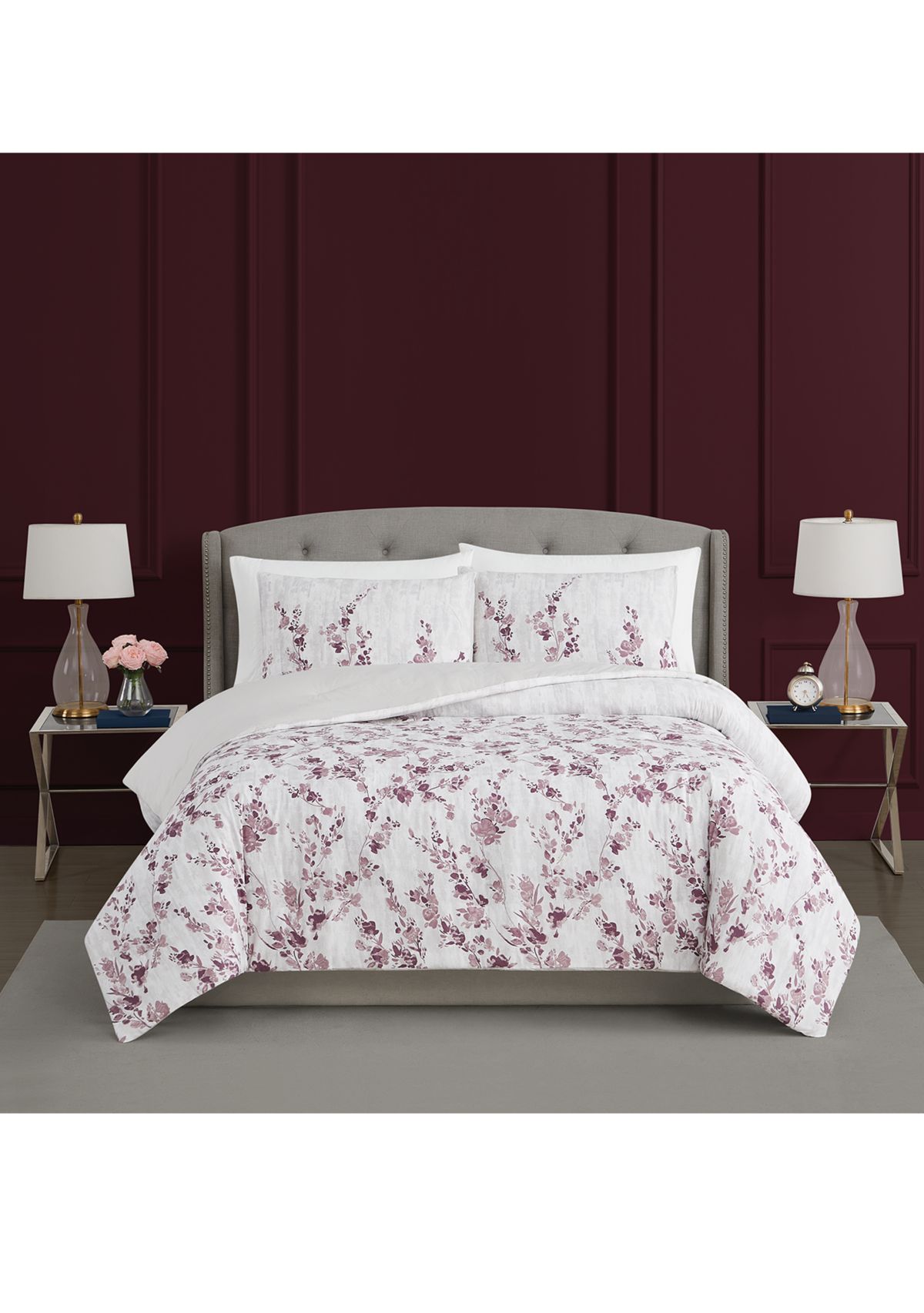Purple Floral Comforter Set