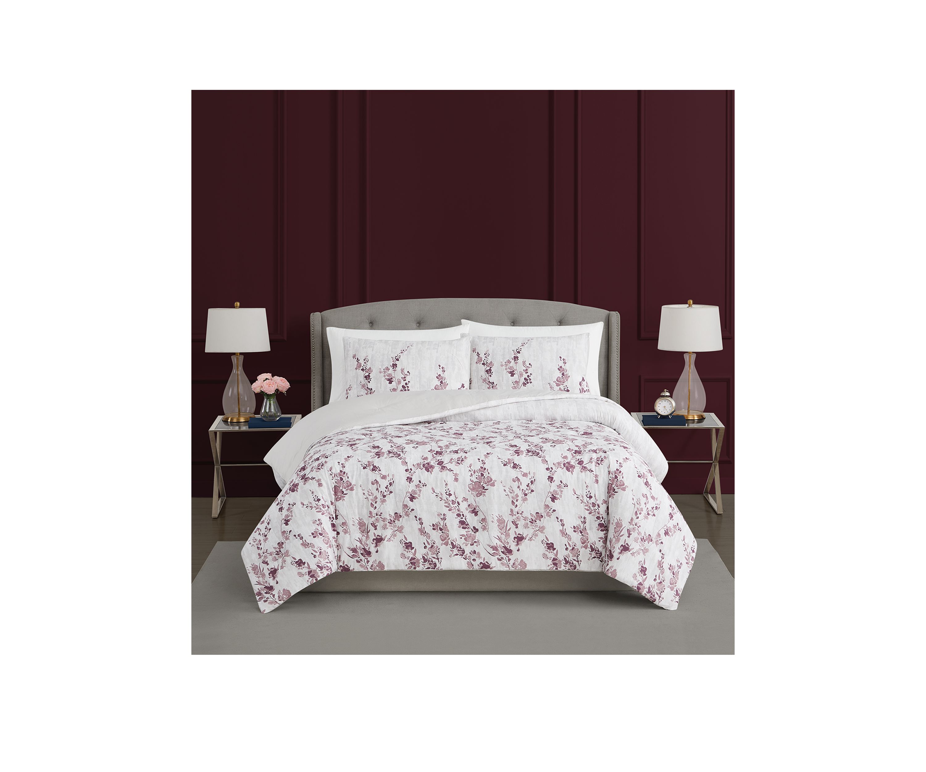 Purple Floral Comforter Set