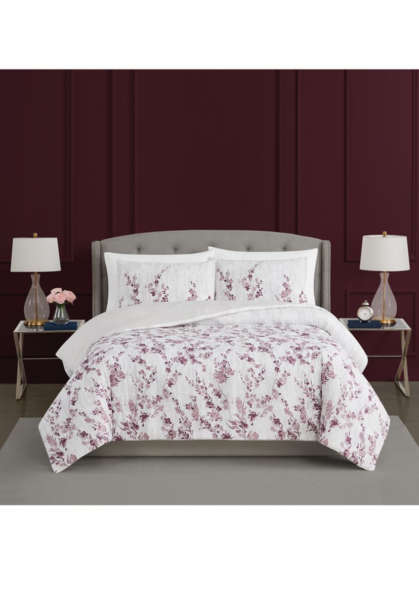 Purple Floral Comforter Set