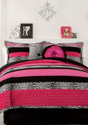 Sascha Pink Black Twin Comforter Set 66 In X 86 In With Sham 20 In X 26 In Belk