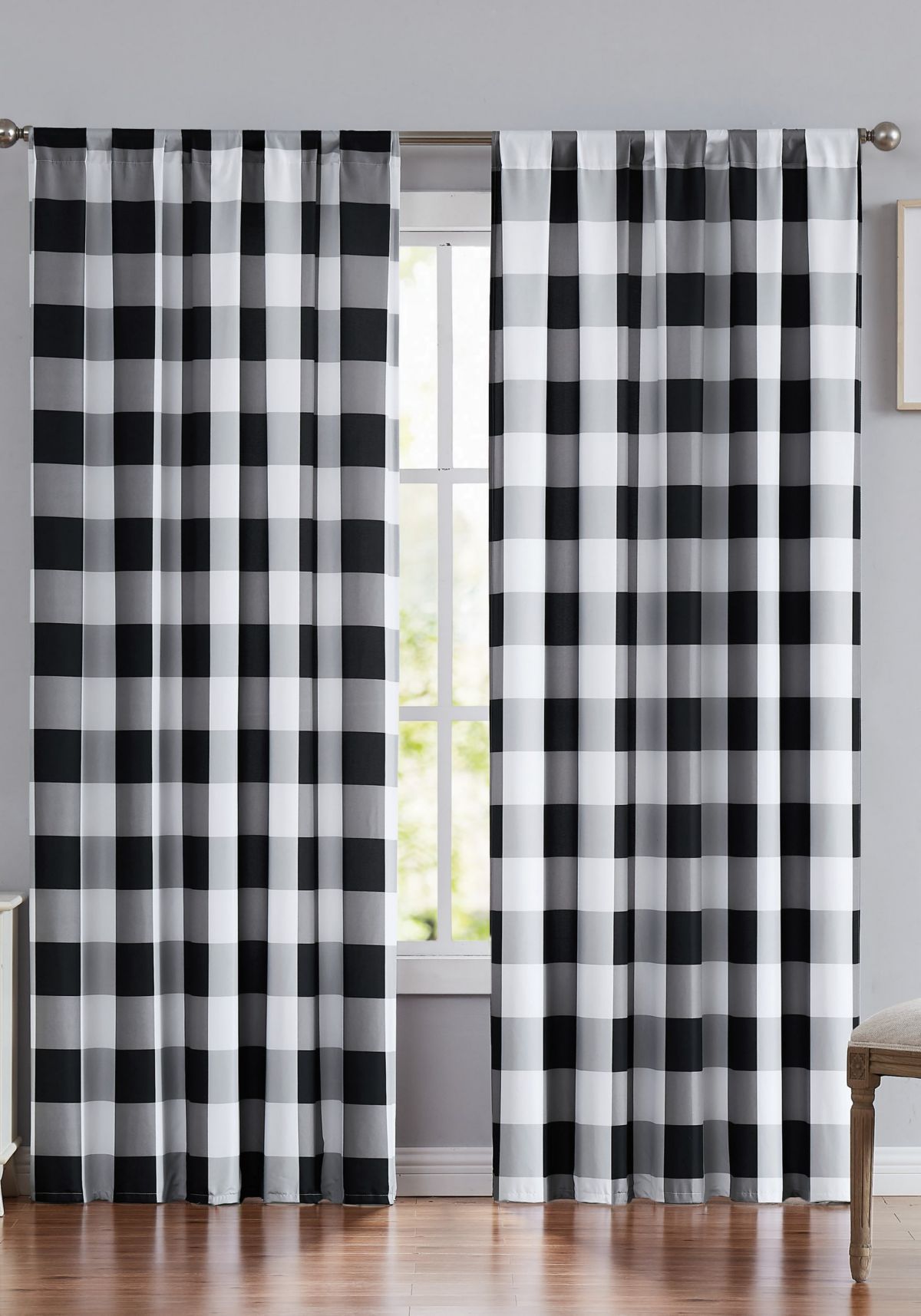 Truly Soft Everyday Buffalo Plaid Black Window Curtain