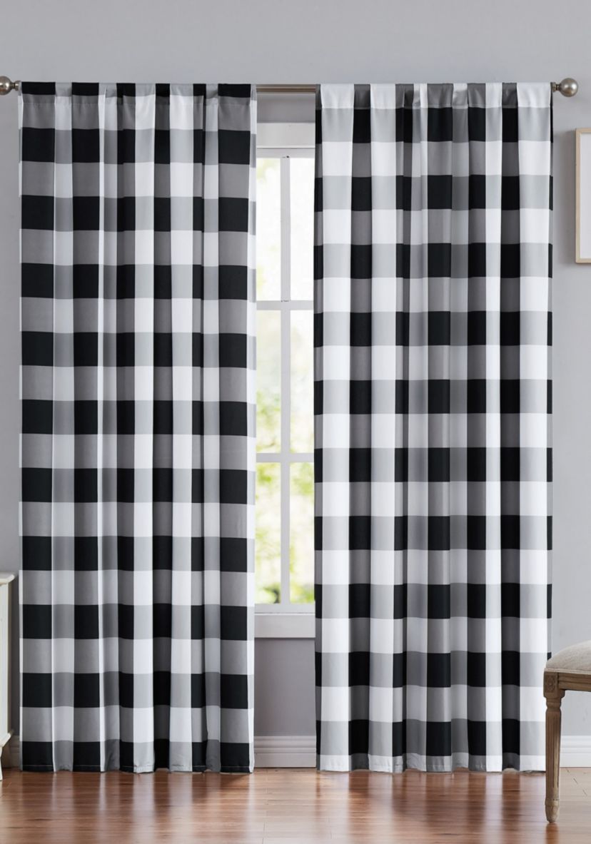 Truly Soft Everyday Buffalo Plaid Black Window Curtain