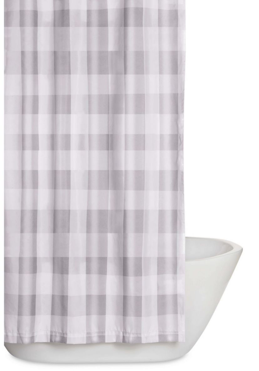 Truly Soft Everyday Buffalo Plaid Grey Shower Curtain